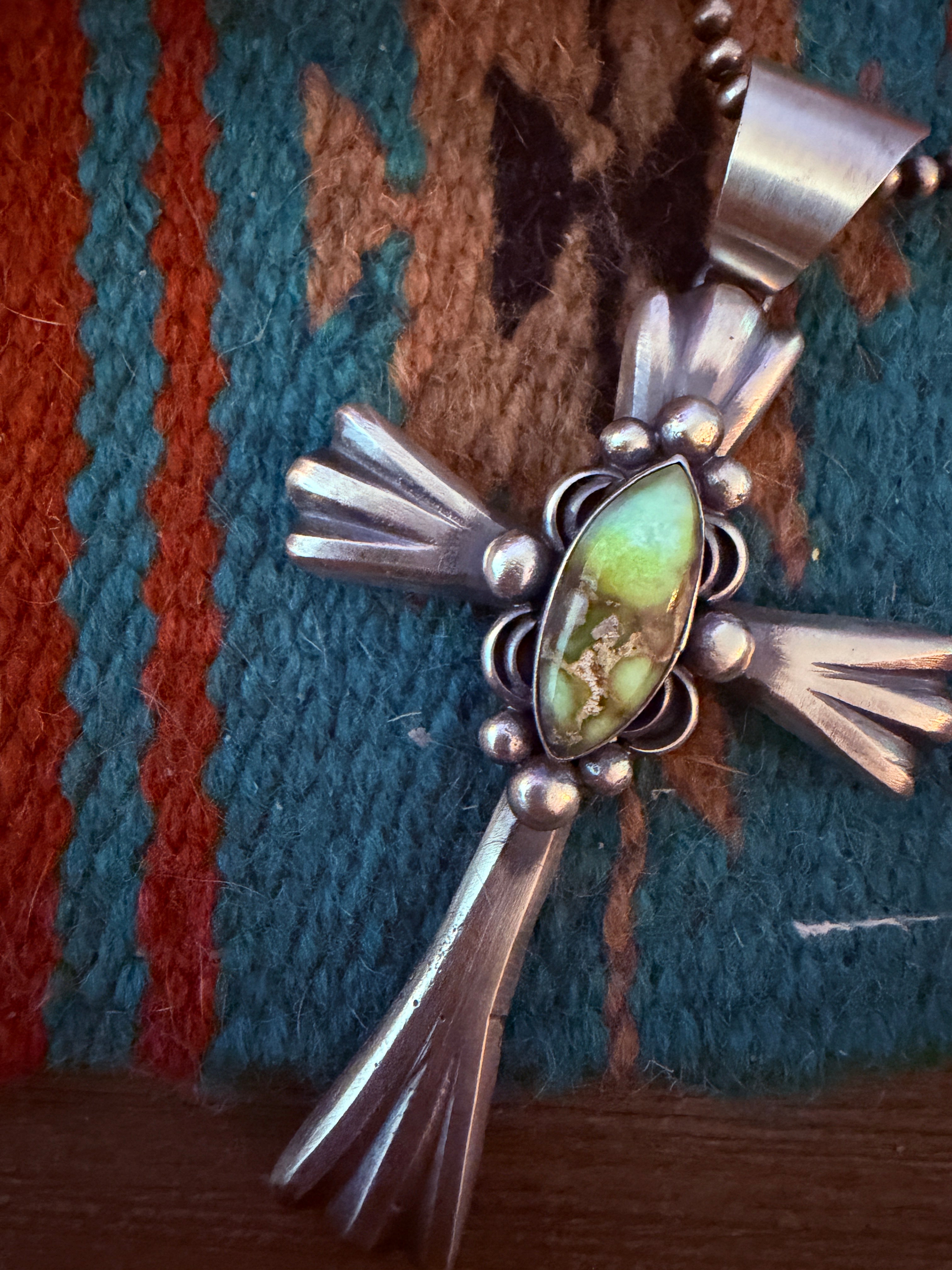 Handcrafted Palomino Turquoise & Sterling Silver Cross Pendant by Chimney Butte