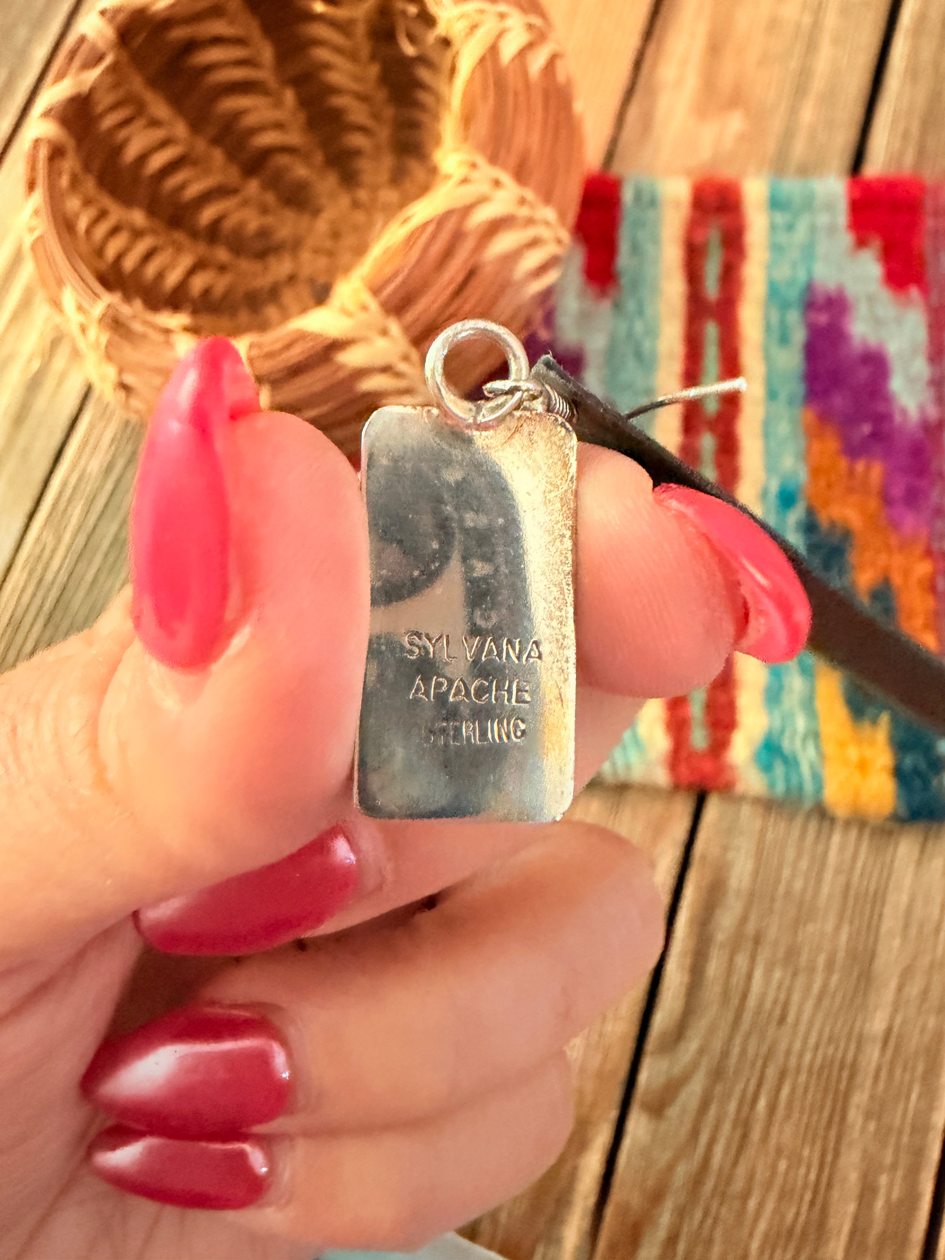 Handcrafted Multi Stone & Sterling Silver Inlay Dangle Earrings by Sylvana Apache