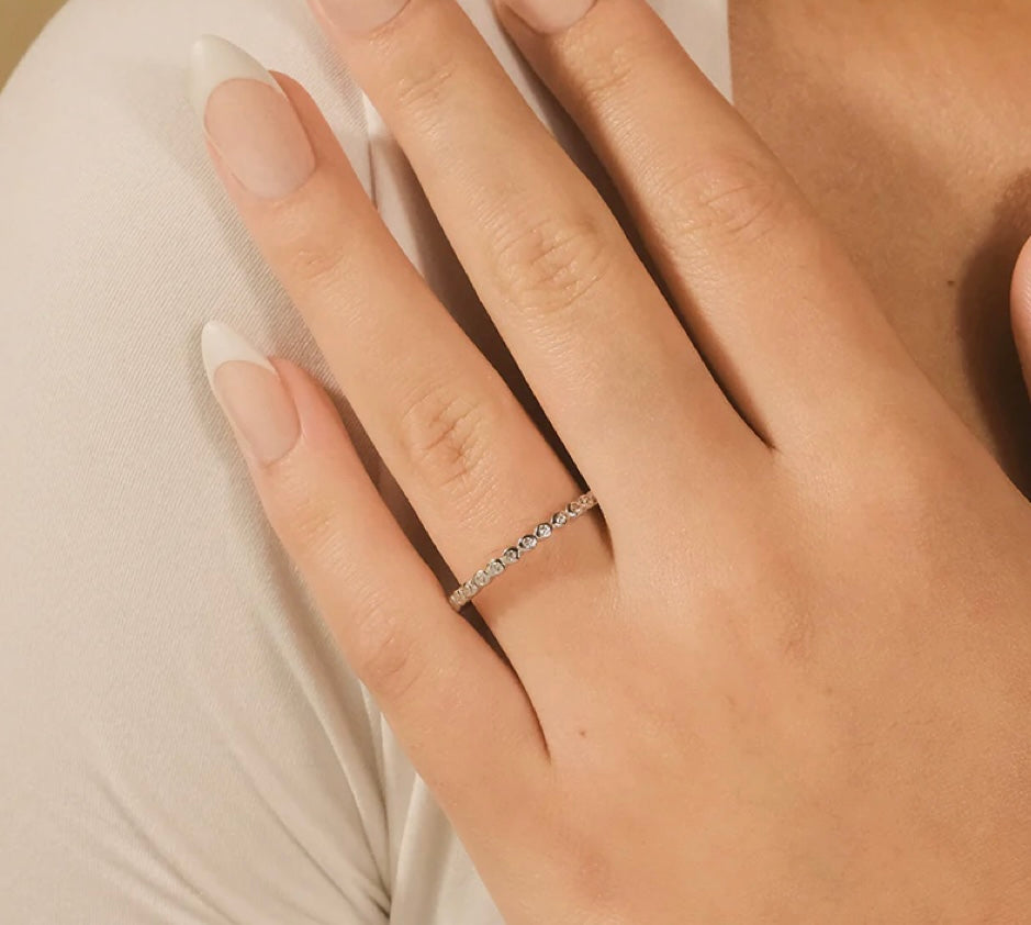 Sterling Silver Full Eternity CZ Stacking Band Ring