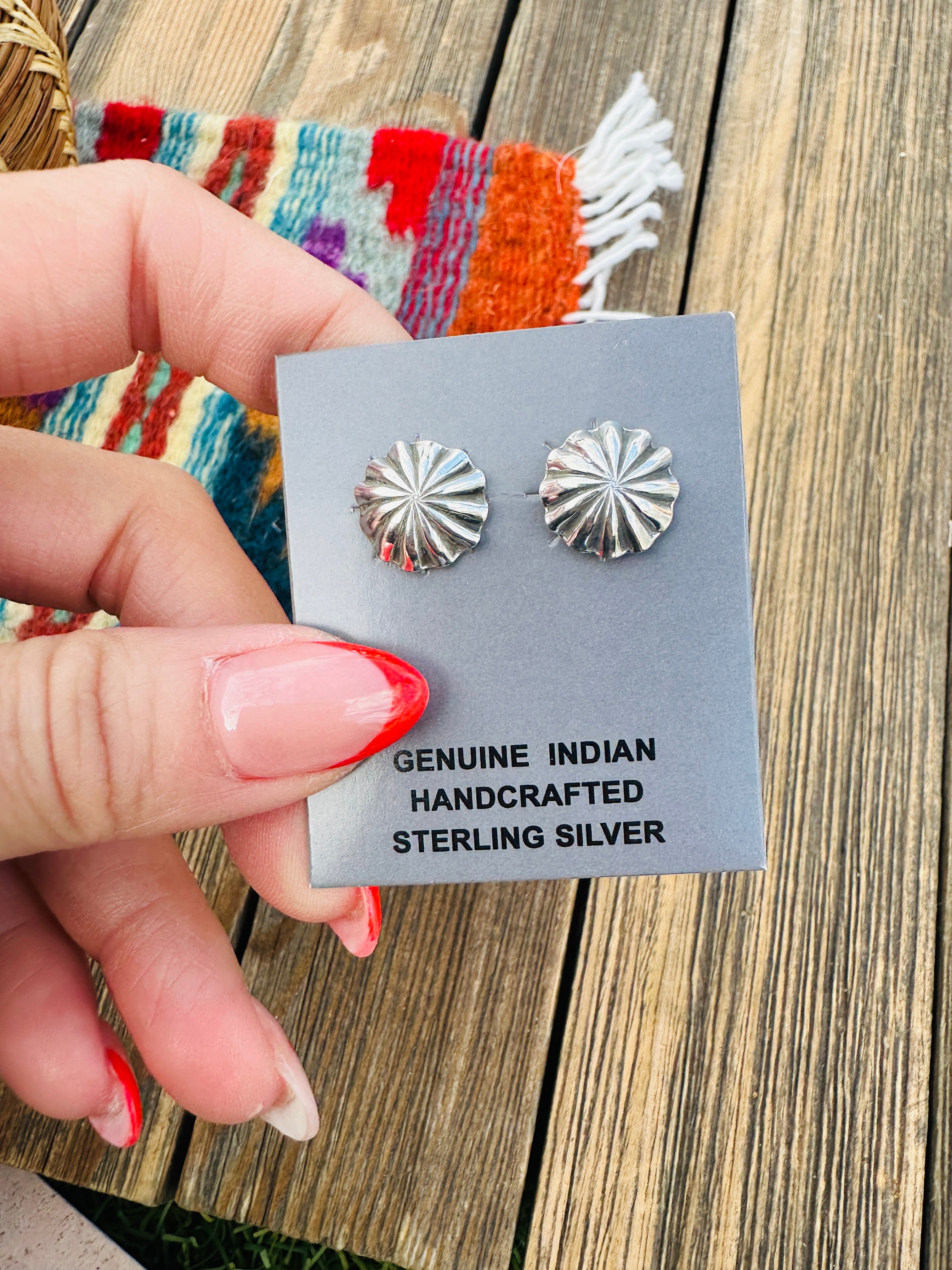 Handcrafted Sterling Silver Concho Stud Earrings