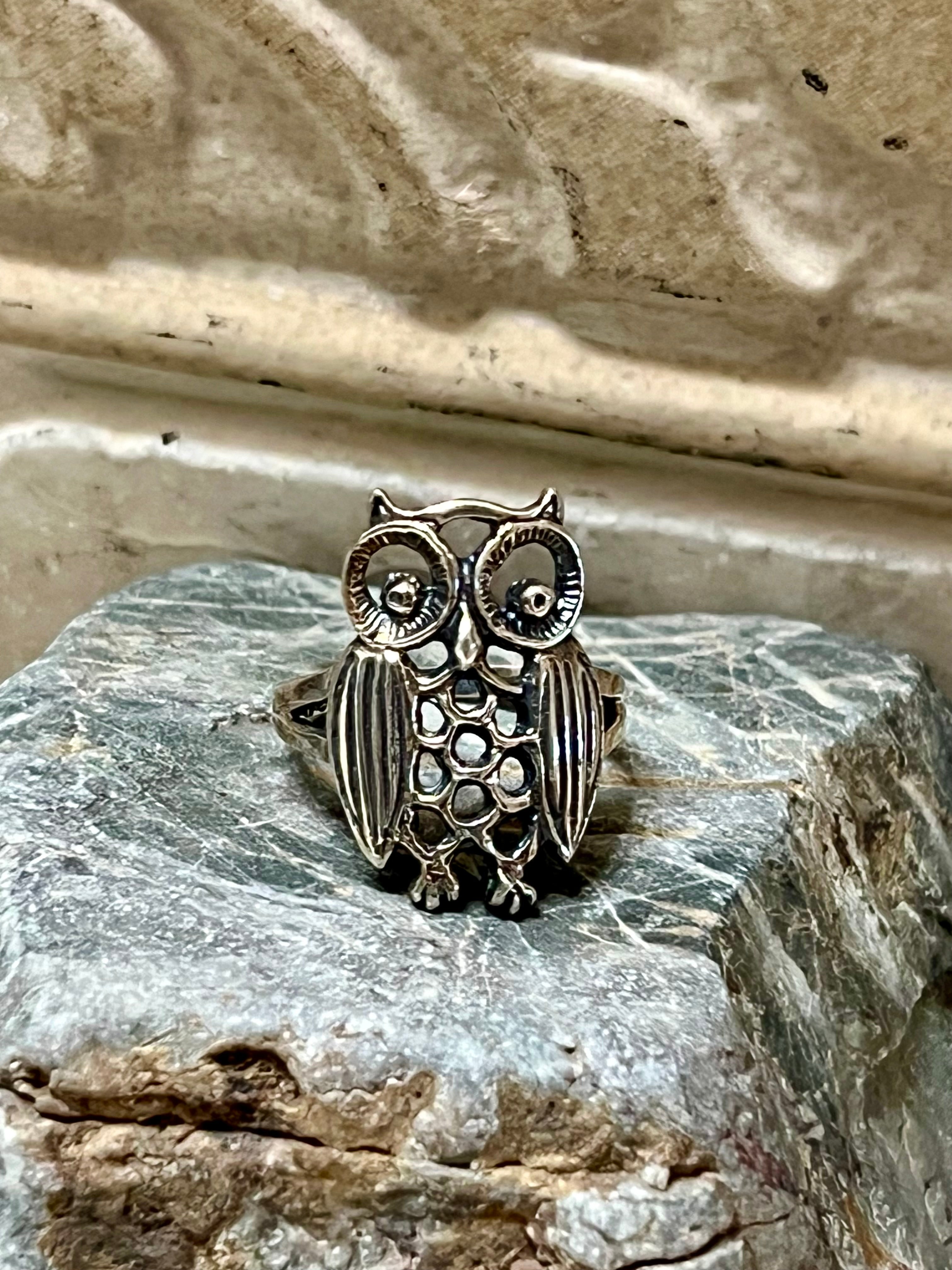 Owl Sterling Silver Ring