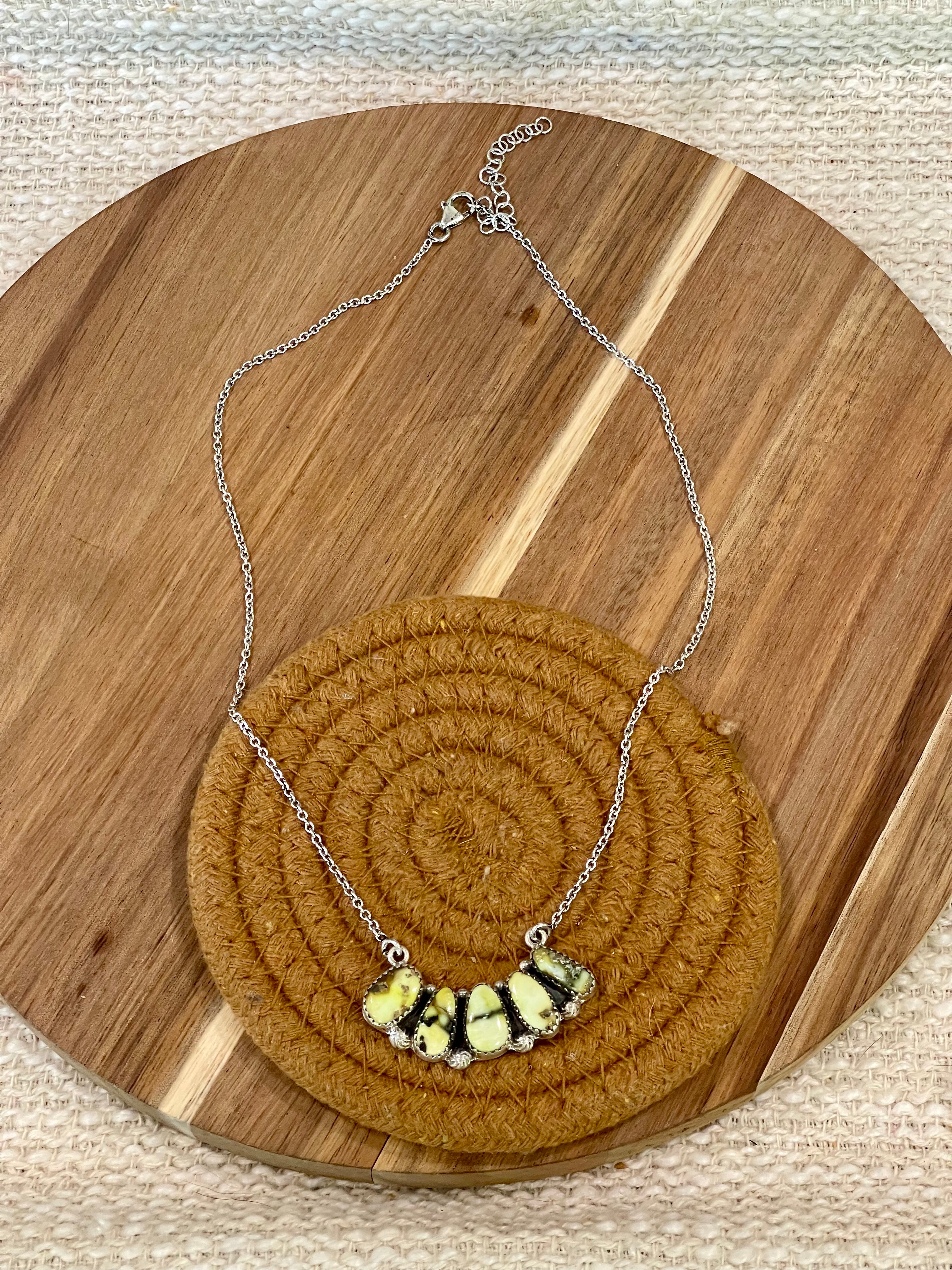 Handcrafted Sterling Silver & Palomino Turquoise Cluster Necklace