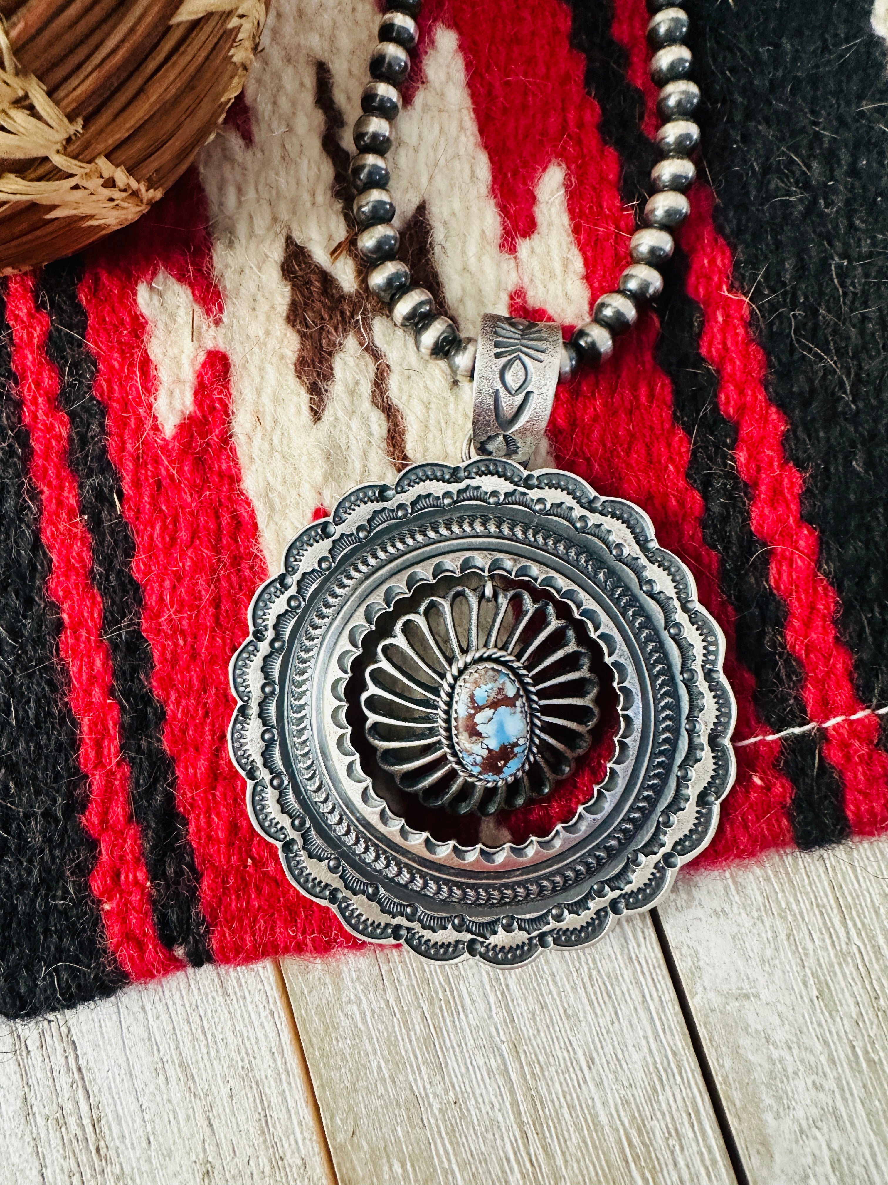 Handcrafted Sterling Silver & Golden Hills Turquoise Pendant by Kevin Billah