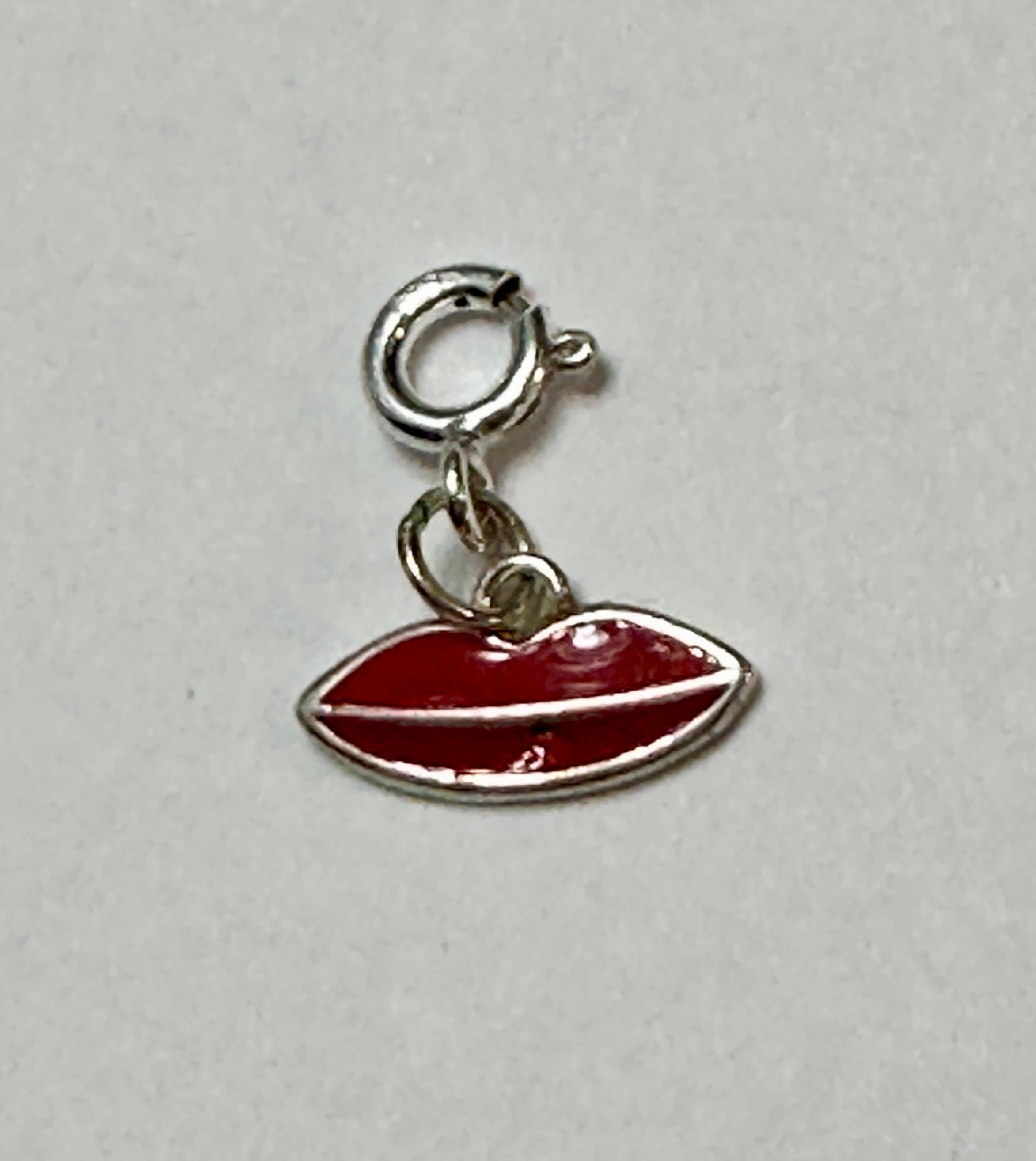 Sterling Silver Red Lips Charm