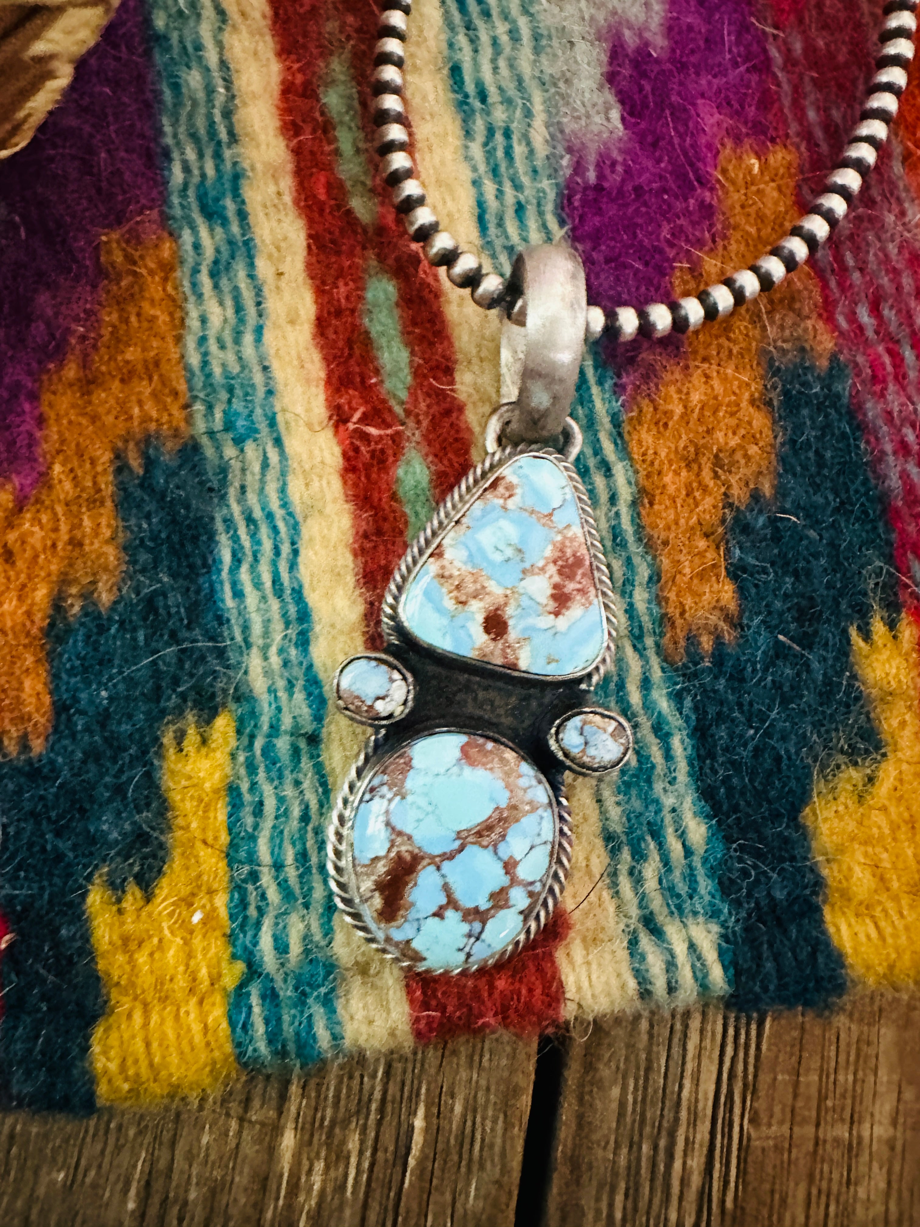 Handcrafted Sterling Silver & Golden Hills Turquoise Pendant by Darrin Livingston