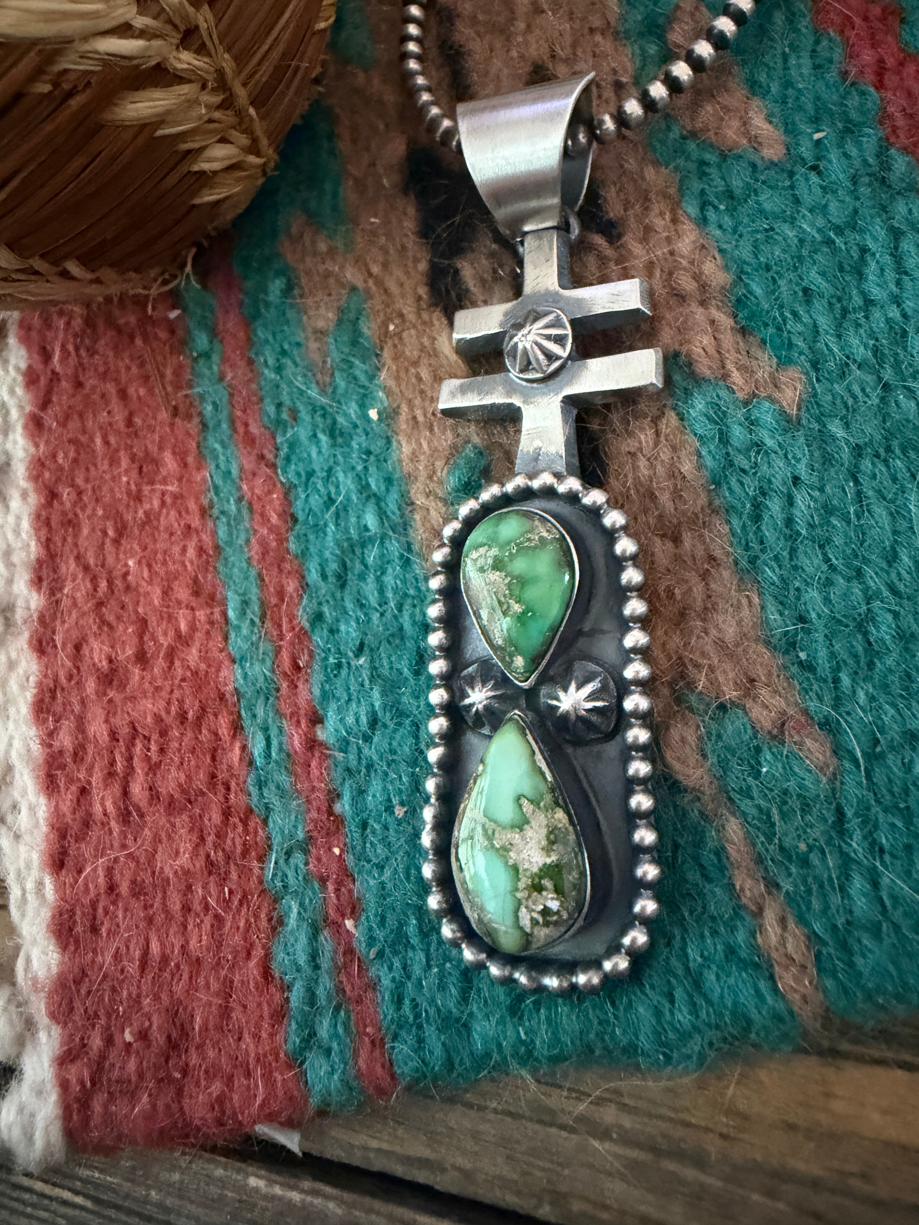 Handcrafted Sterling Silver & Sonoran Gold Turquoise Pendant by Chimney Butte