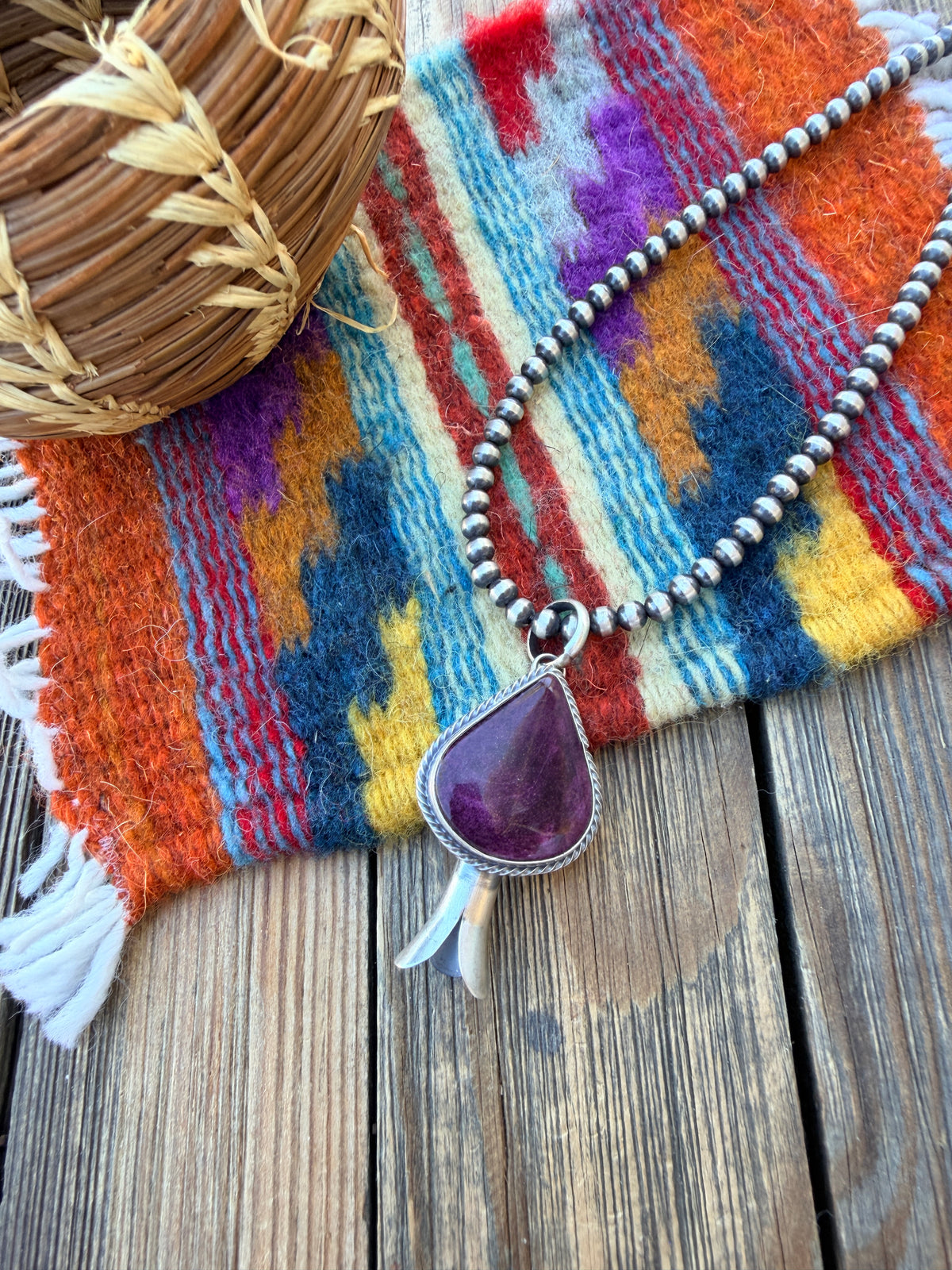 Handcrafted Sterling Silver & Purple Spiny Oyster Blossom Pendant