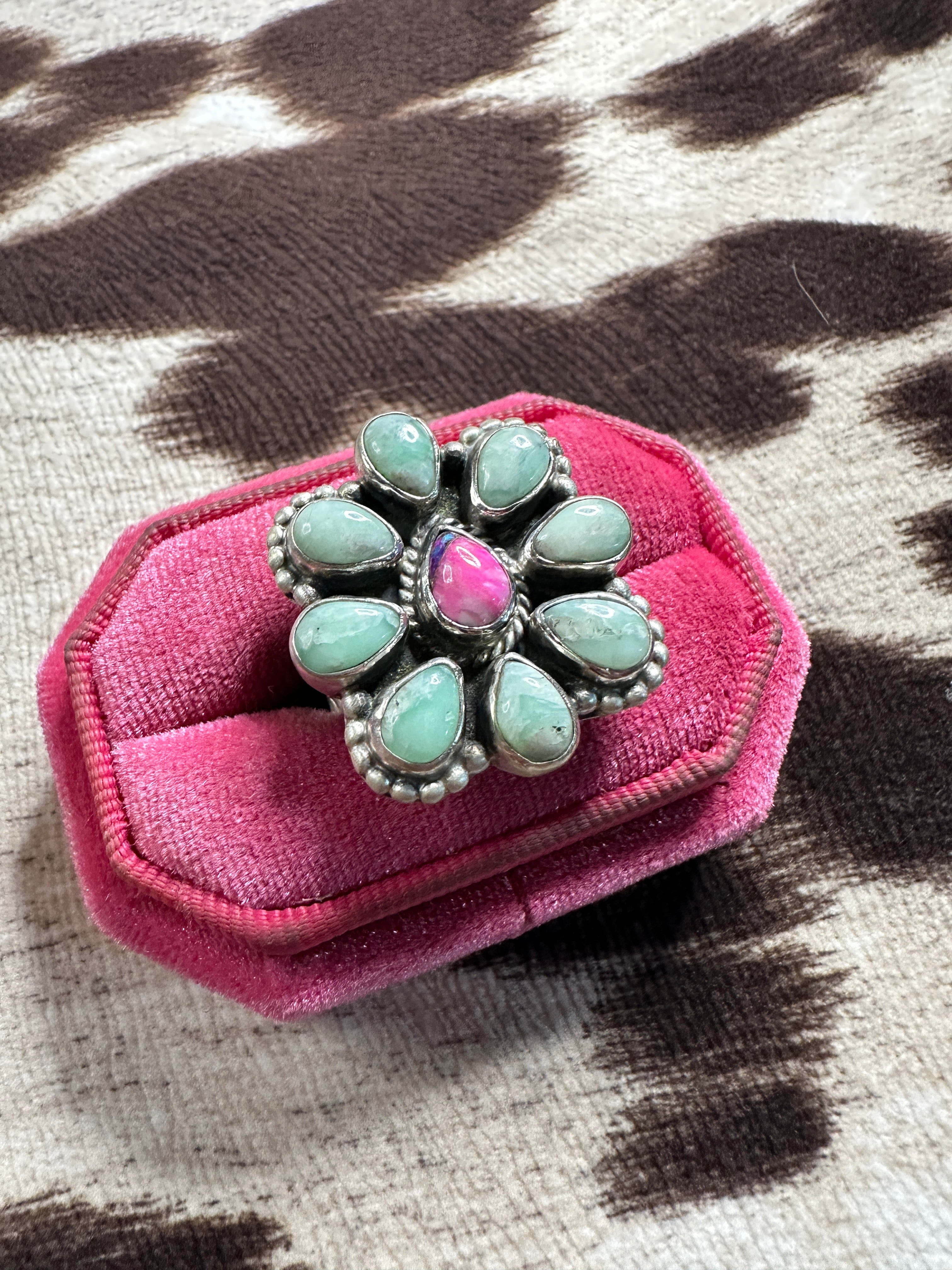 Handmade Sterling Silver, Pink Dream & Paloma Adjustable Ring