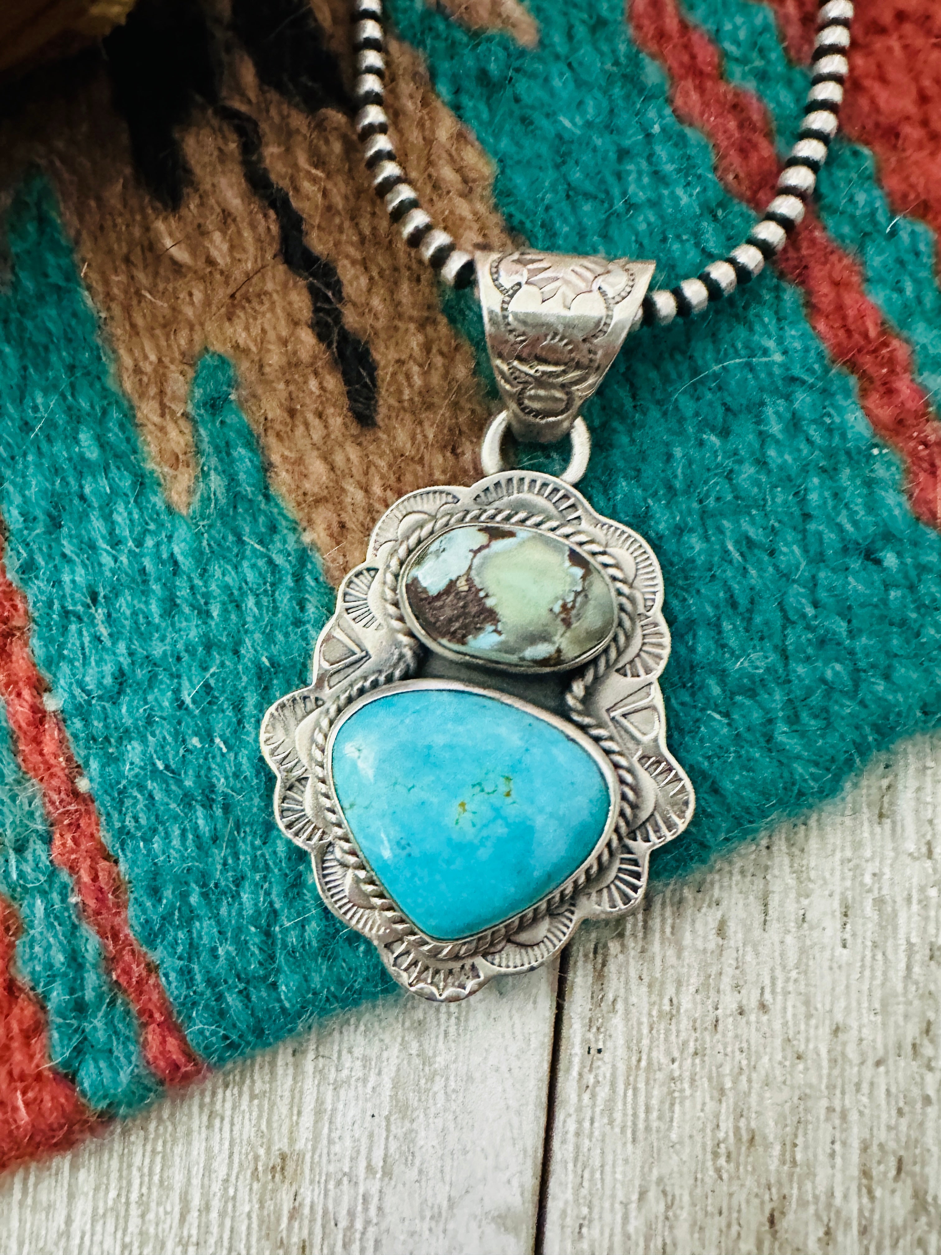 Handcrafted Sterling Silver & Multi Turquoise Pendant