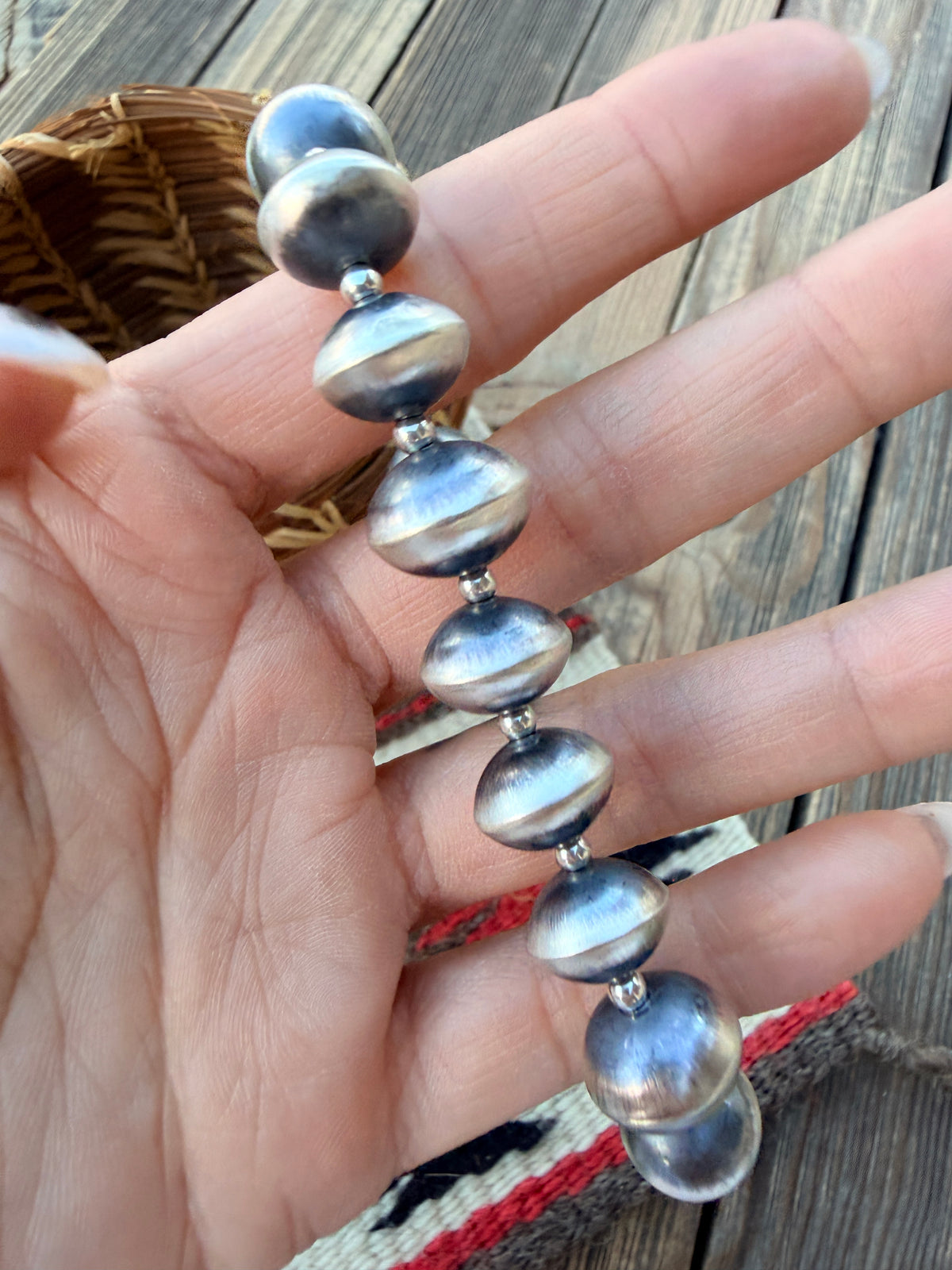 Handcrafted Sterling Silver Beaded Stretch Bracelet
