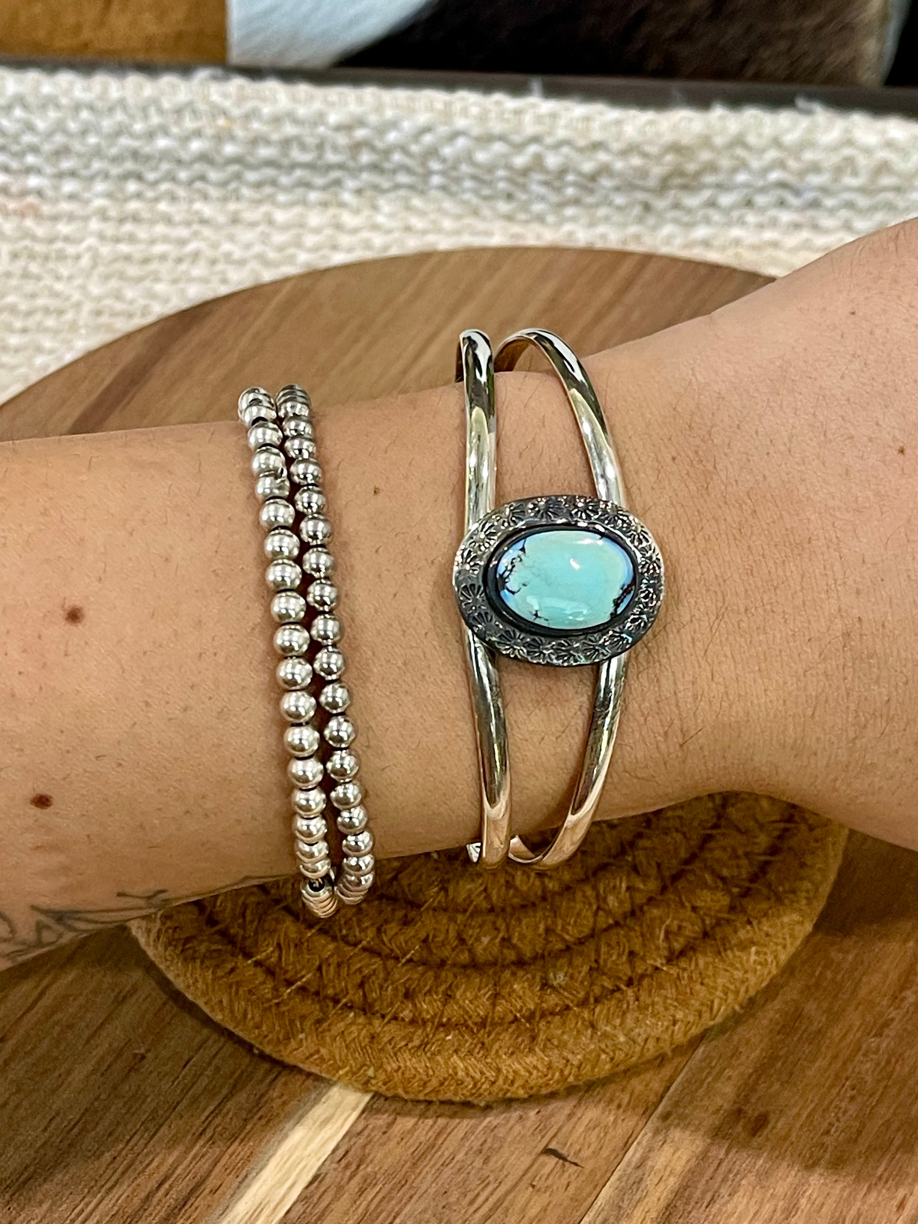 Handcrafted Sterling Silver & Golden Hills Turquoise Cuff Bracelet