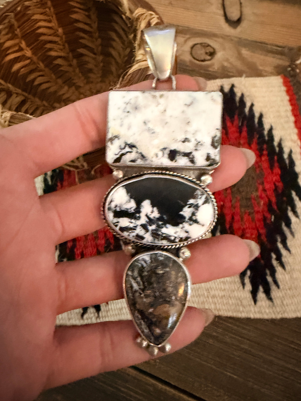 Handcrafted Sterling Silver & White Buffalo Pendant by Fred Francis