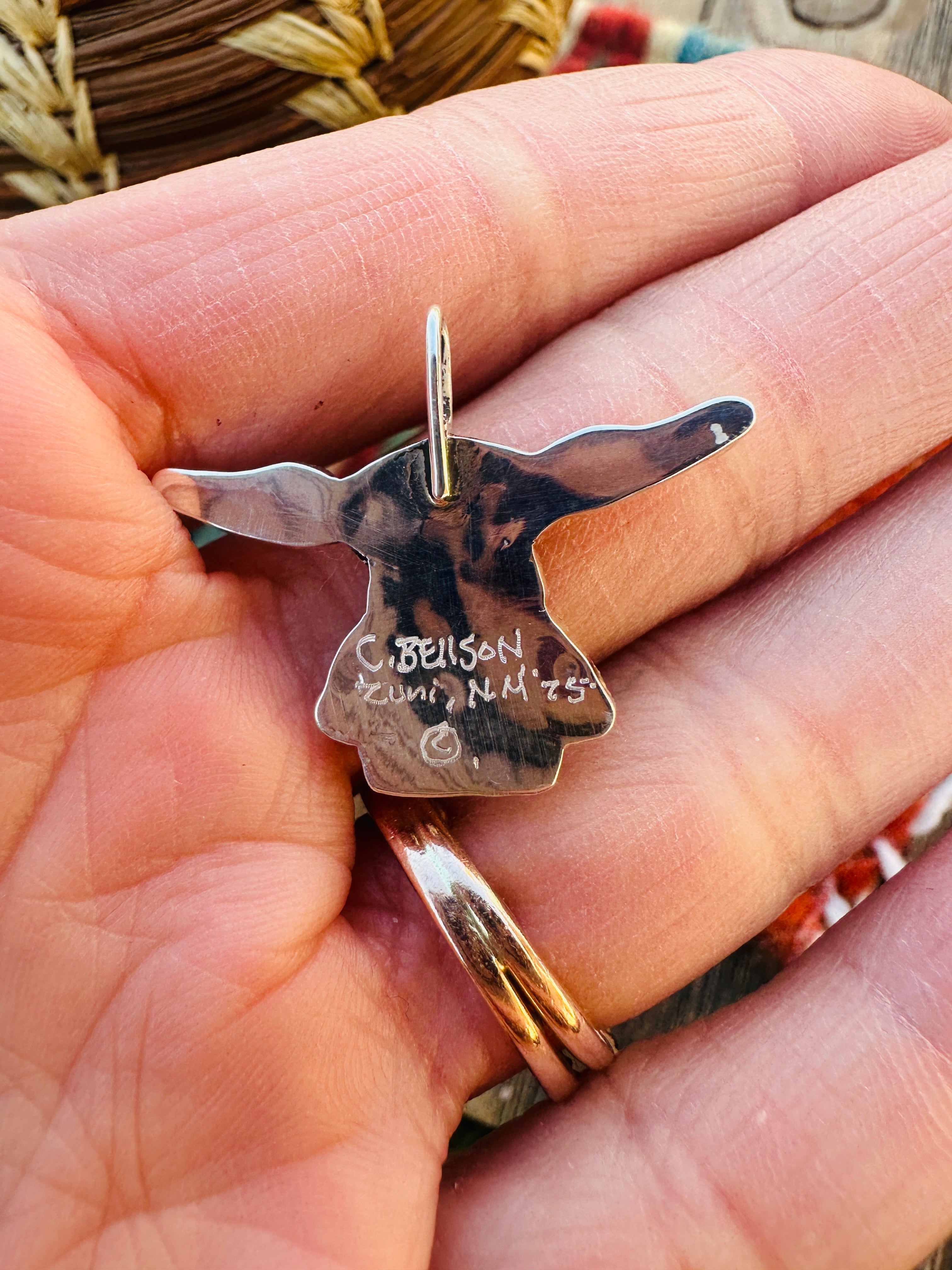 Handcrafted Sterling Silver and Multi Stone Character Pendant