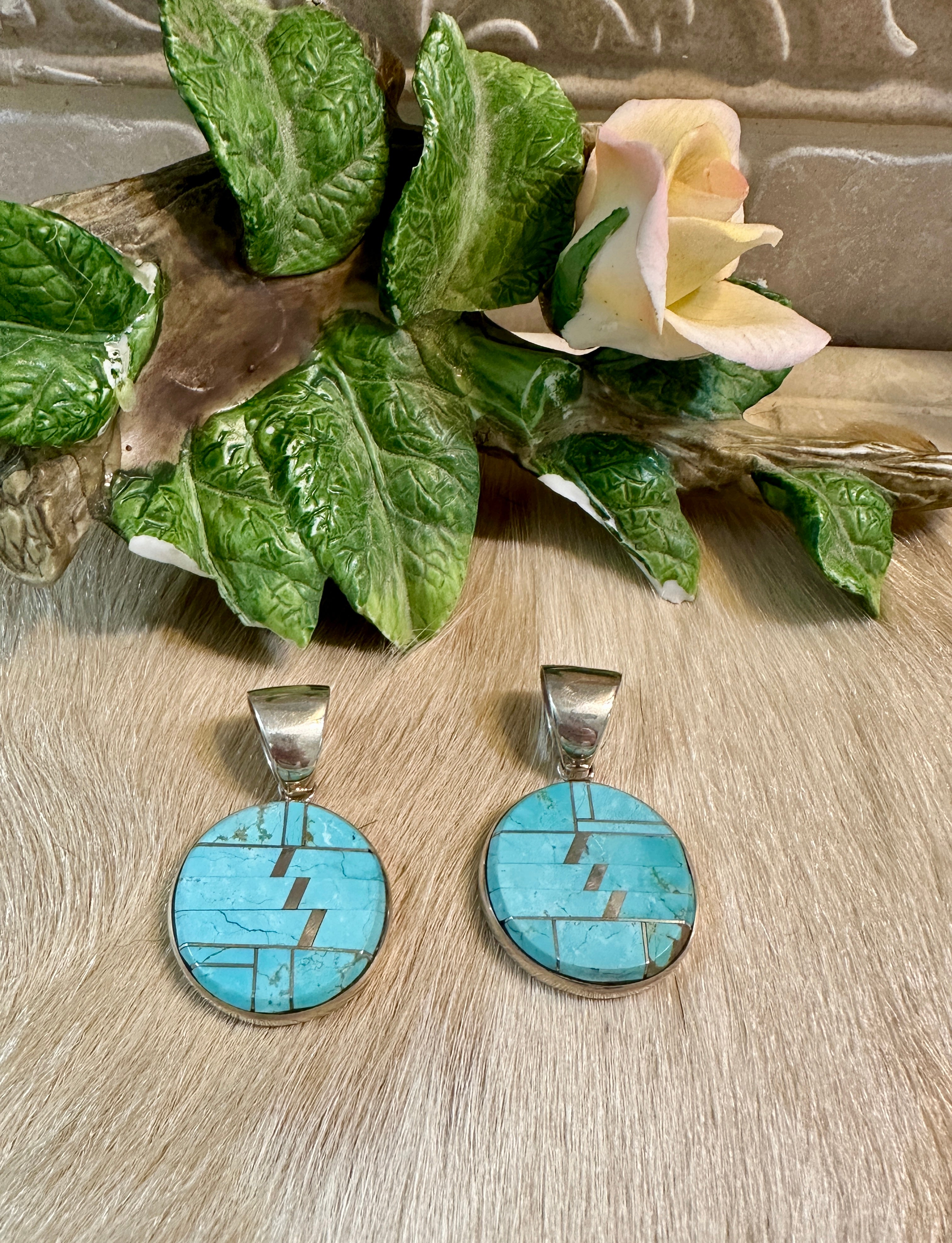 Handcrafted Turquoise #8 Circle Pendant