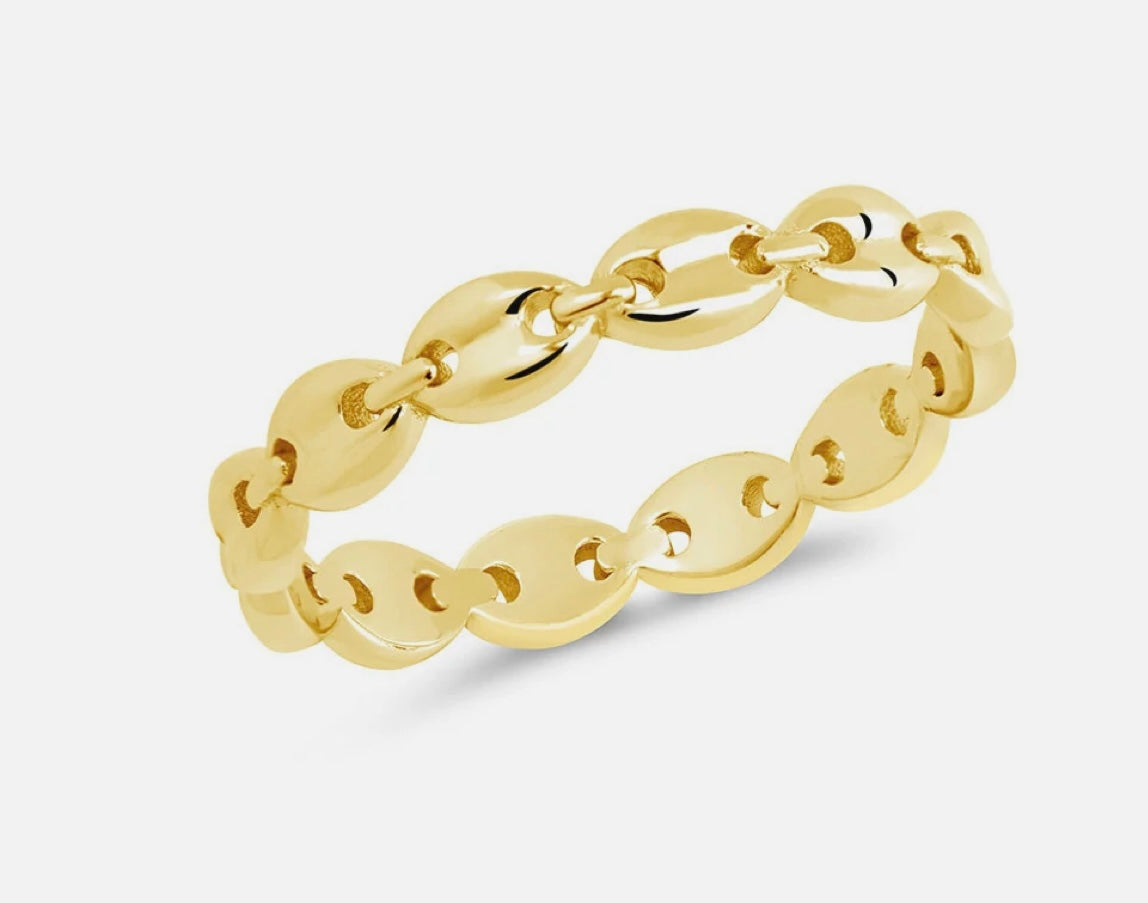 Gold Plated Sterling Silver Janie Anchor Chain Ring