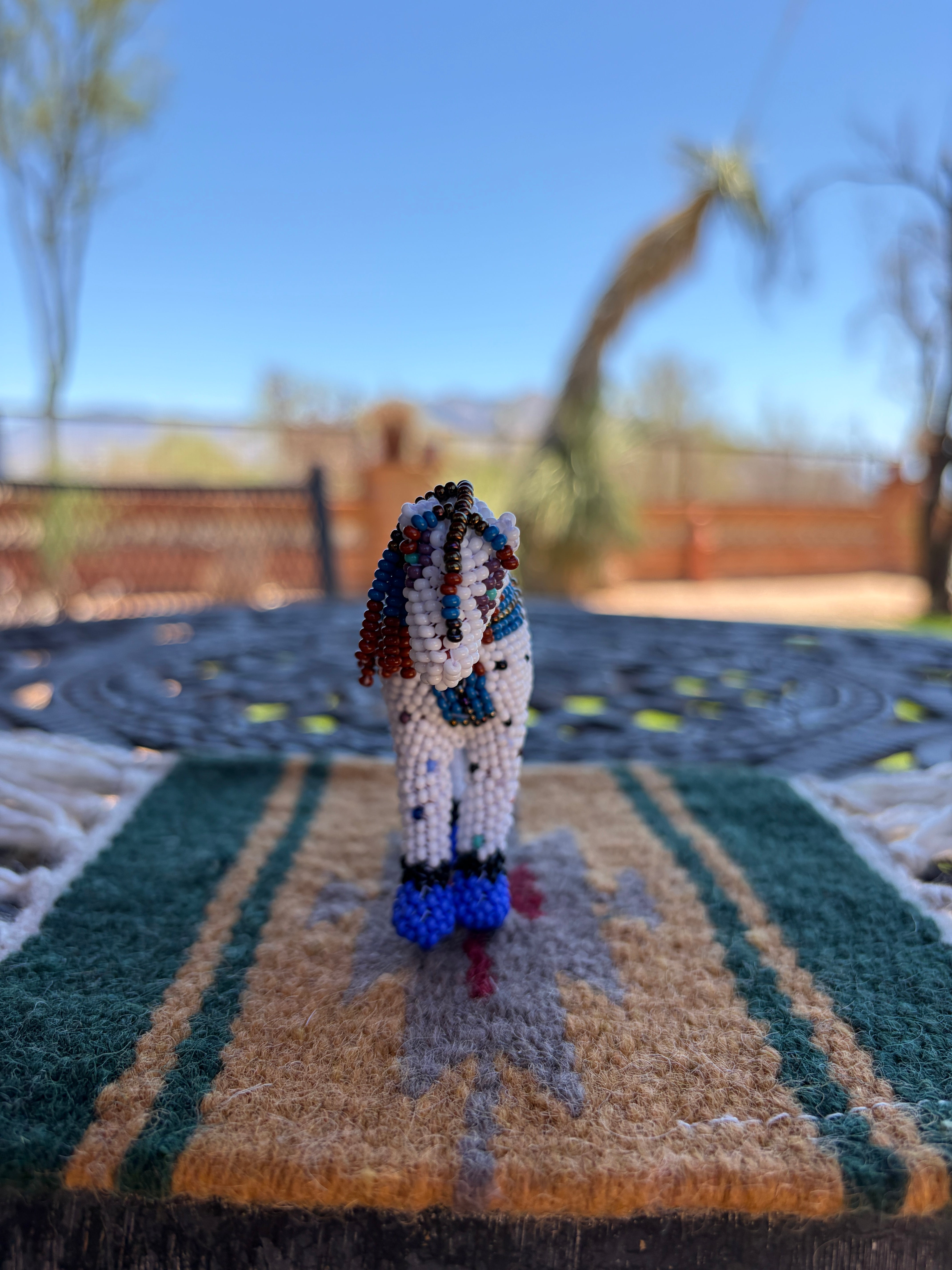 Handmade Peyote Stitched Horse Figurine- White 11