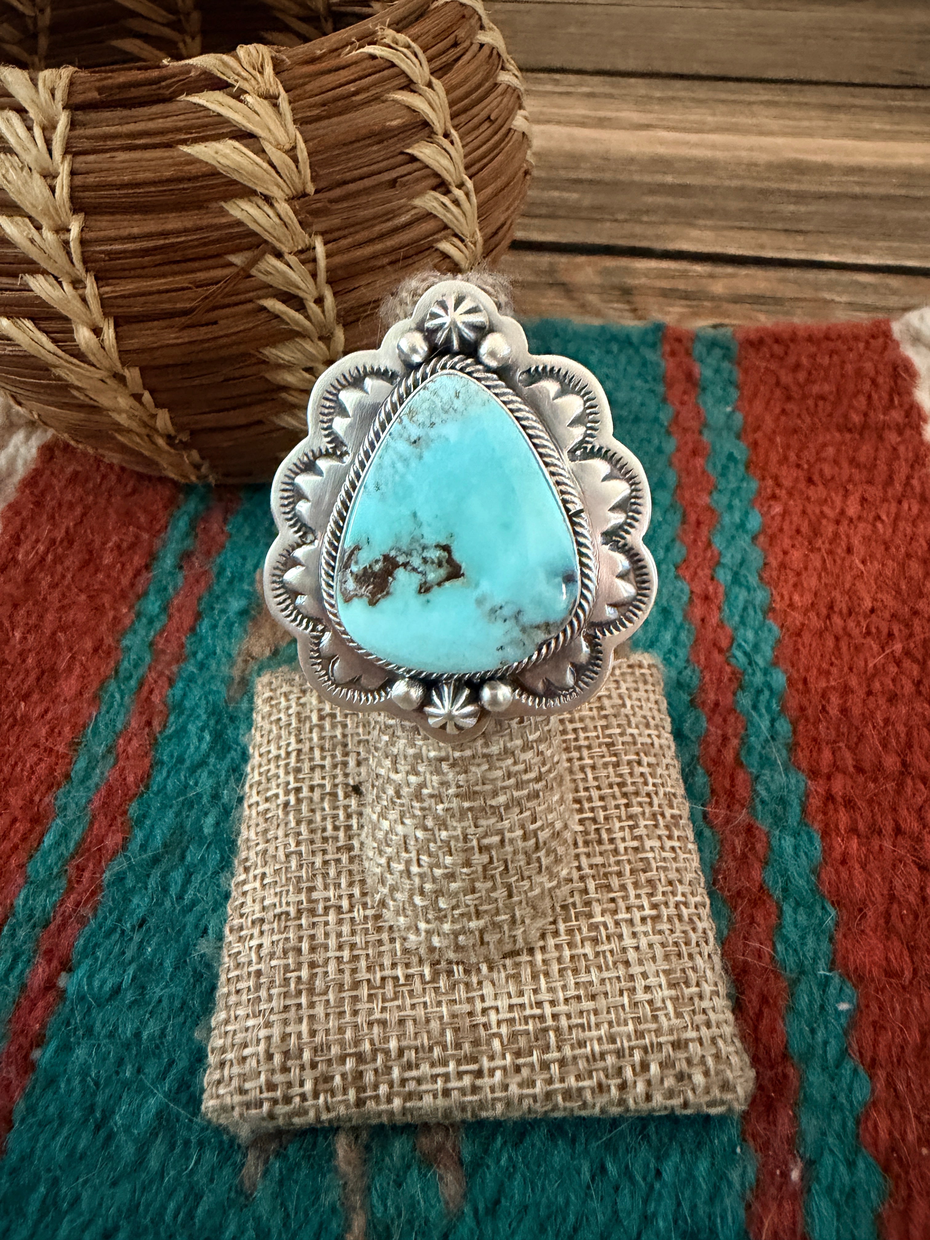 Handcrafted Dry Creek Turquoise & Sterling Silver Ring Size 6.5 by Randy Boyd