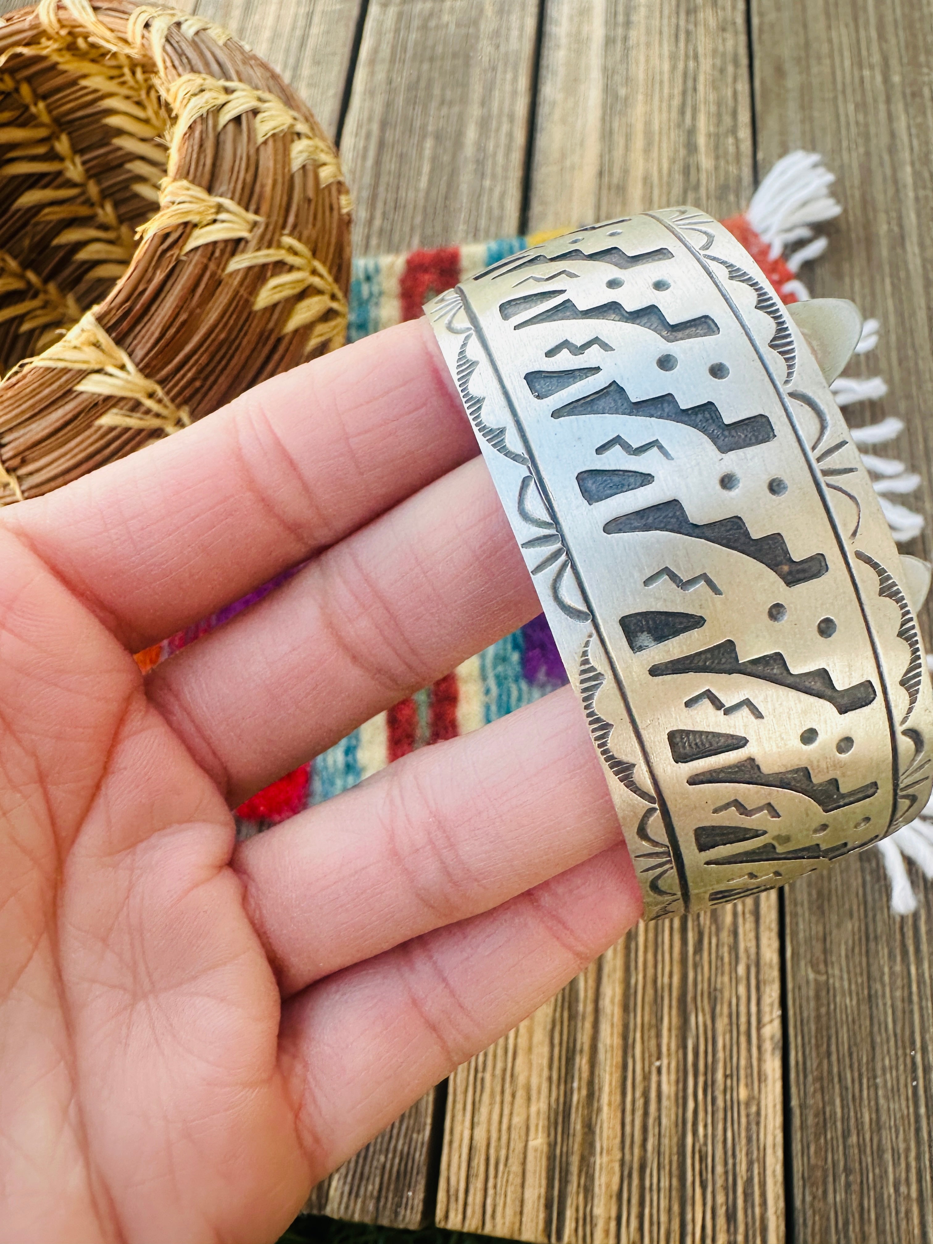 Hand Stamped Sterling Silver Cuff Bracelet