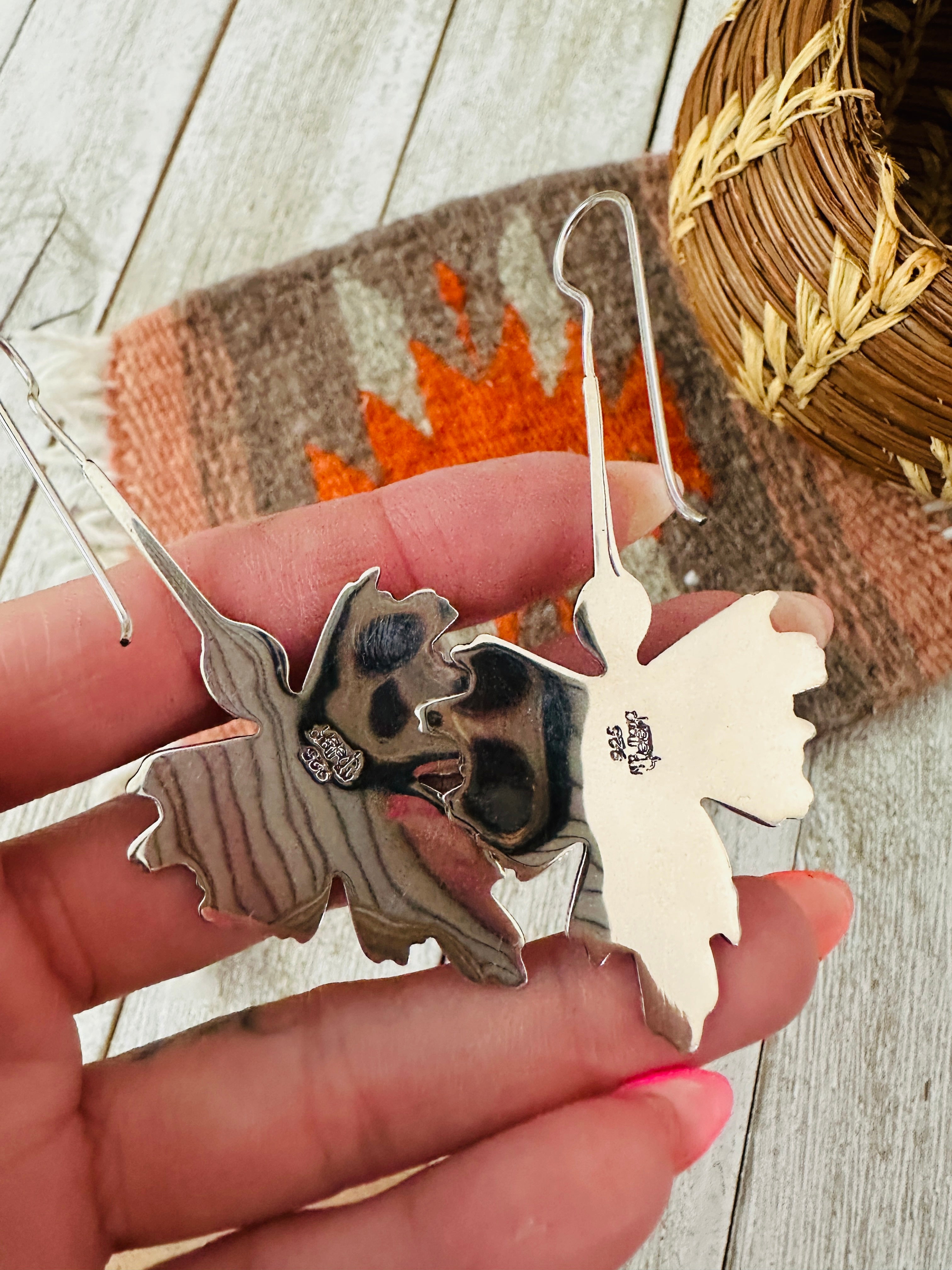 Handcrafted Old Pawn Sterling Silver Waterbird Dangle Earrings