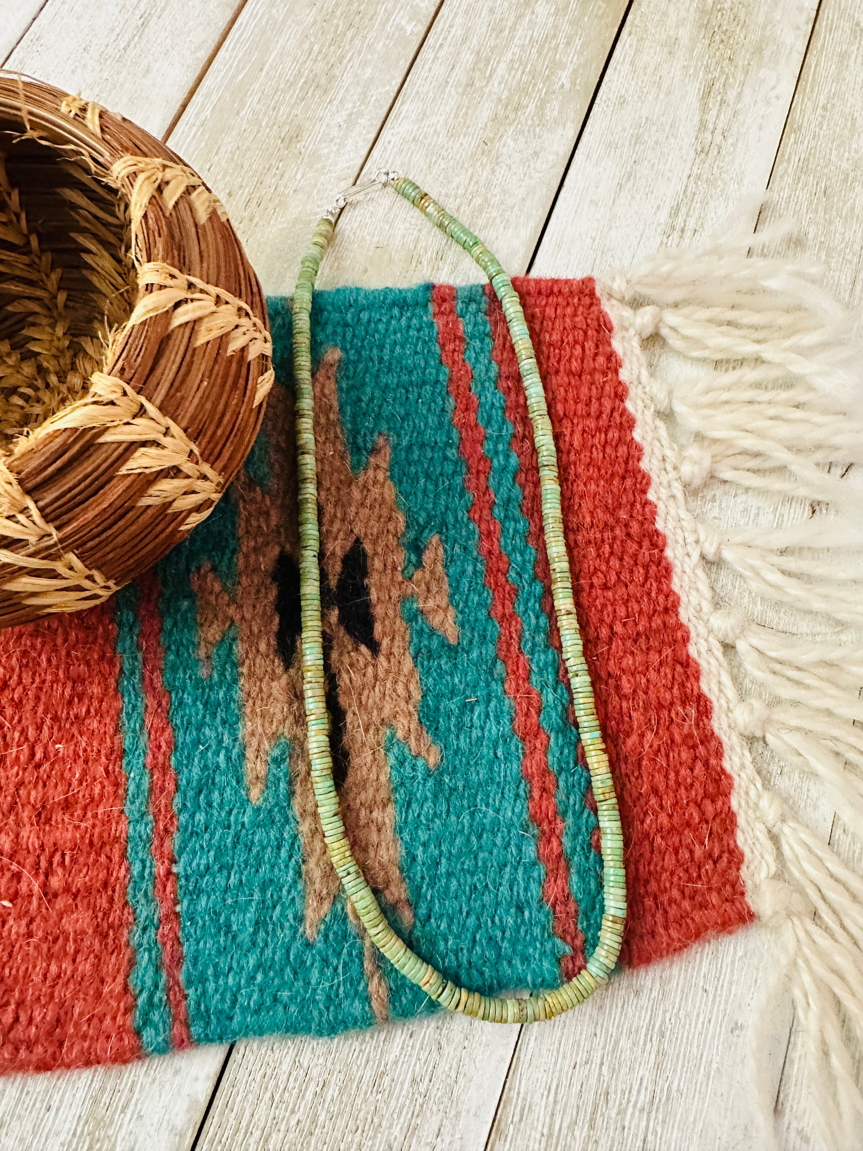 Handcrafted Kingman Turquoise & Sterling Silver Beaded Necklace