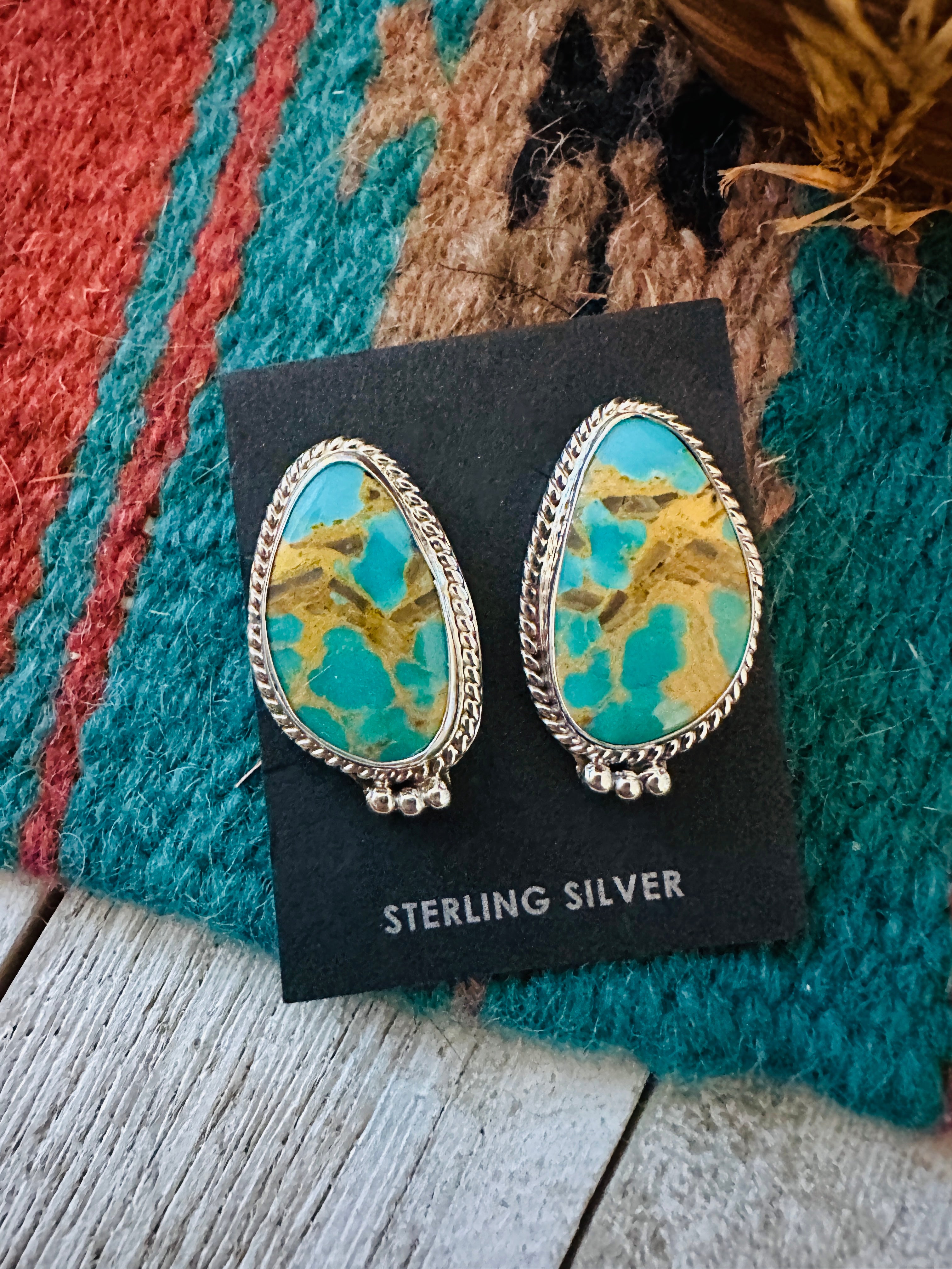 Navajo Turquoise & Sterling Silver Post Earrings