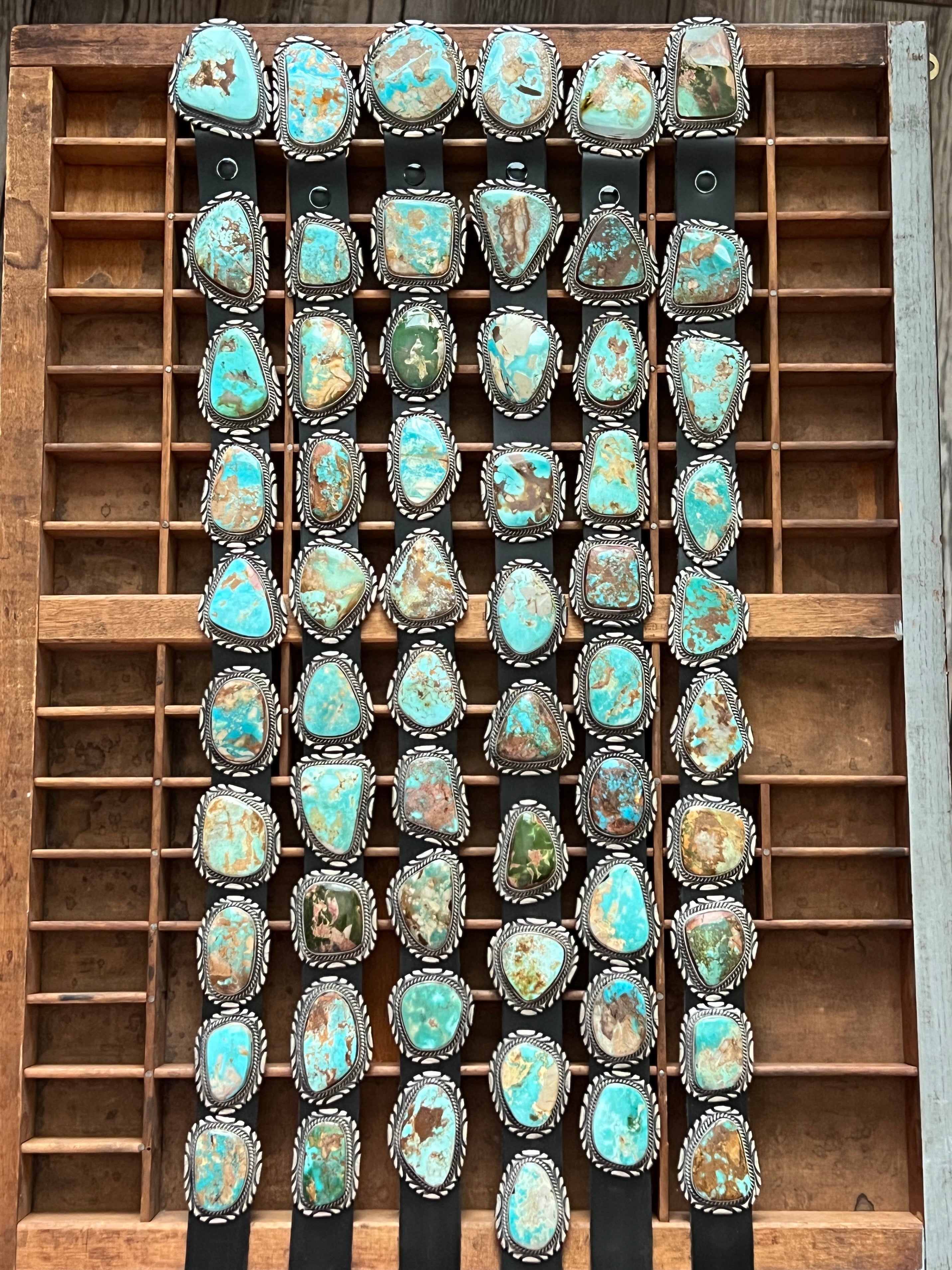 Stunning Handcrafted Sterling Silver and Royston Turquoise Concho Belts by Mary Ann Spencer: Six To Choose From!