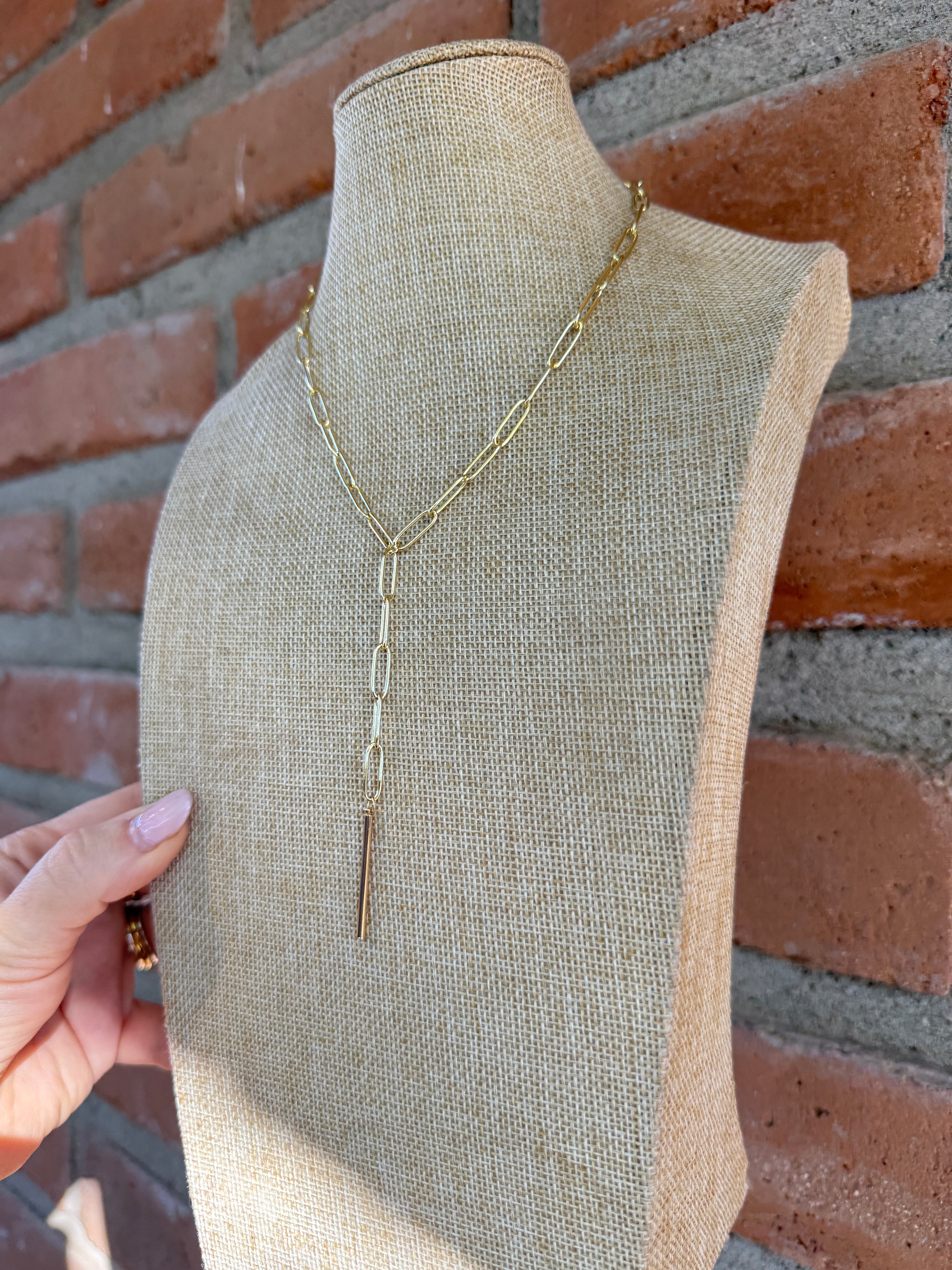 “The Golden Collection” Handmade Gold Plated Chain Link Y Necklace style 2