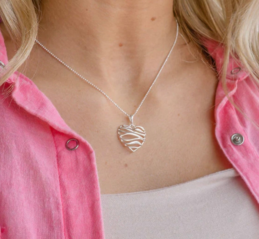 Ribbon Heart Pendant Necklace