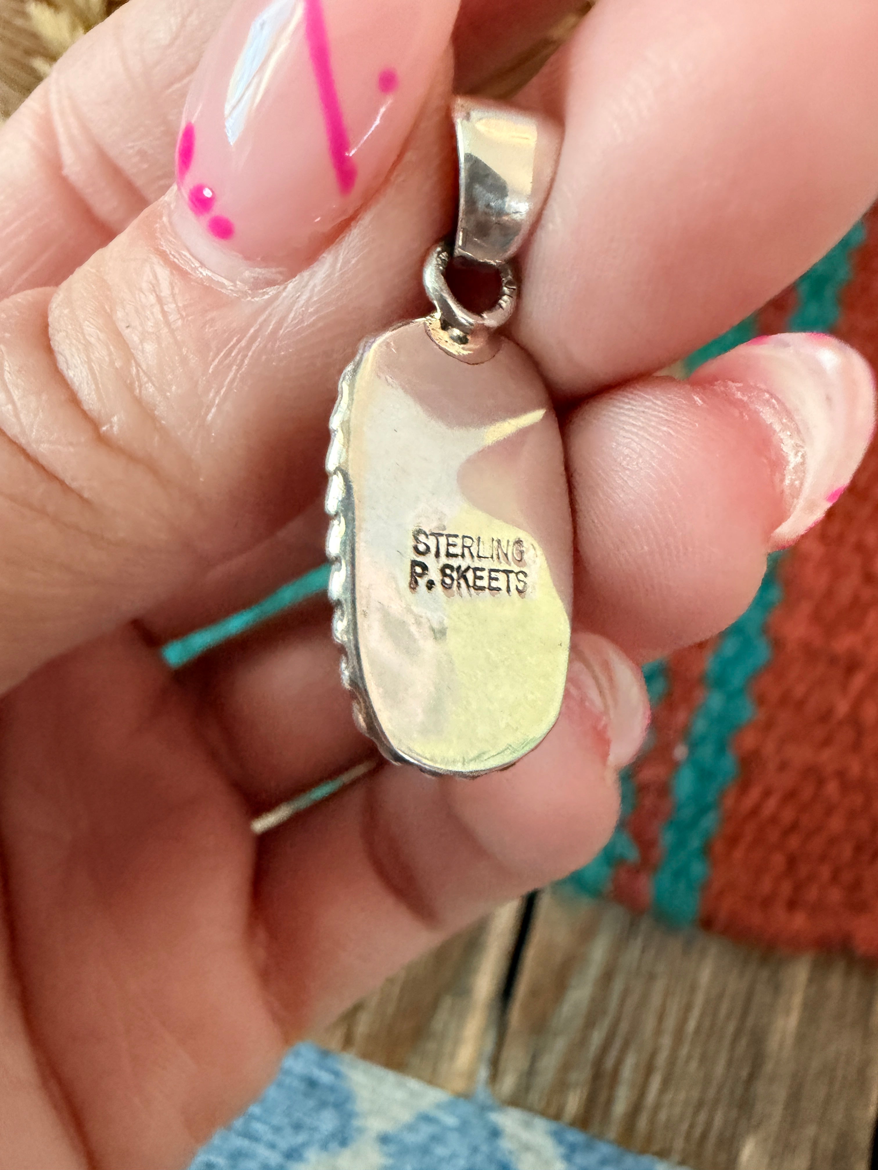 Handcrafted Sterling Silver & Coral Pendant by Patrick Skeets