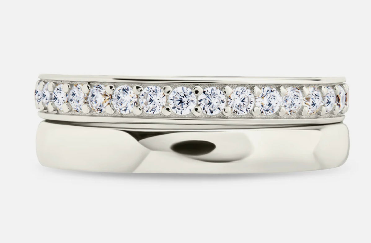 Sterling Silver Jackie CZ Set of 2 Rings