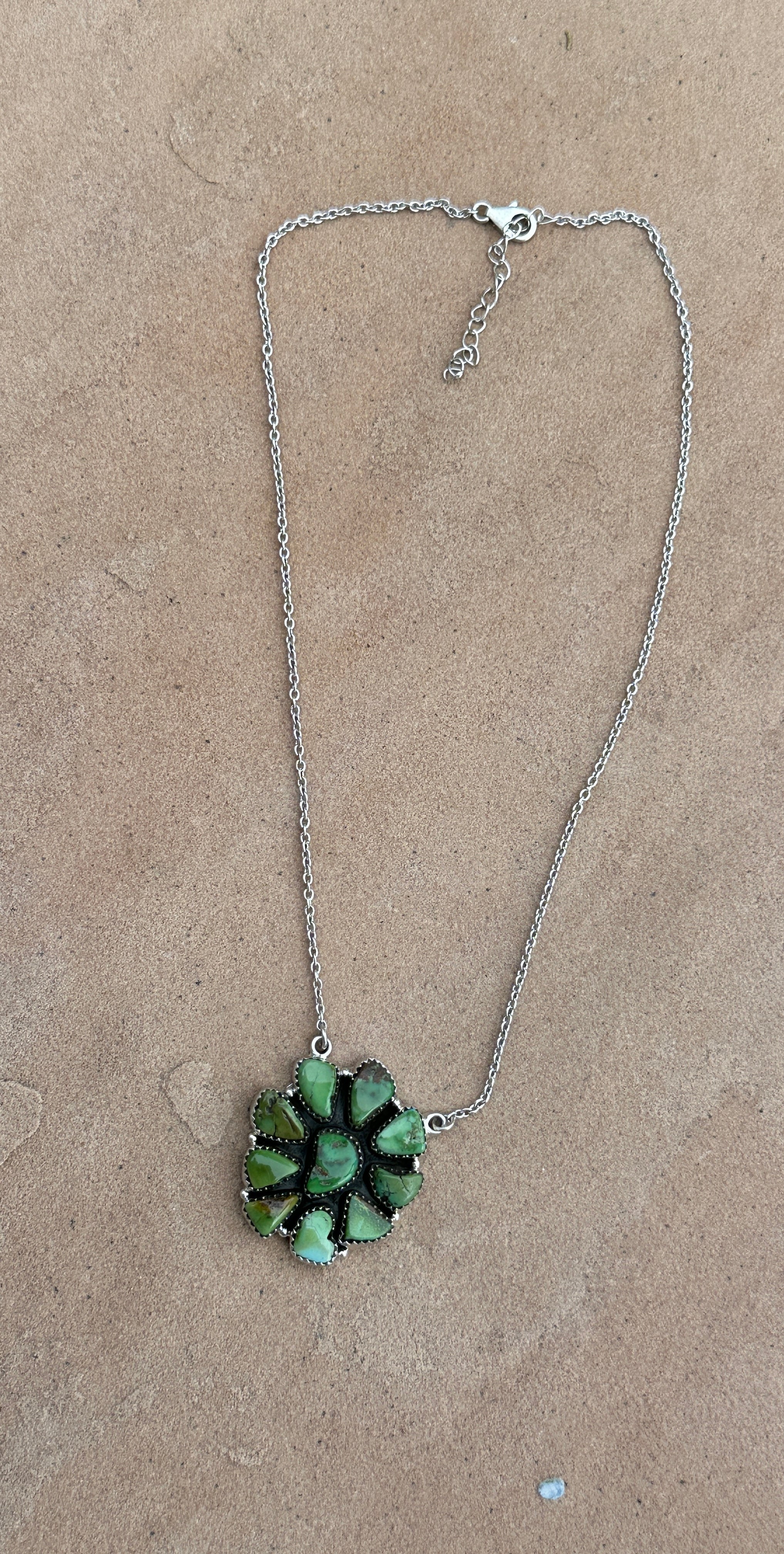 Handmade Sonoran Mountain Turquoise Cluster & Sterling Silver Necklace