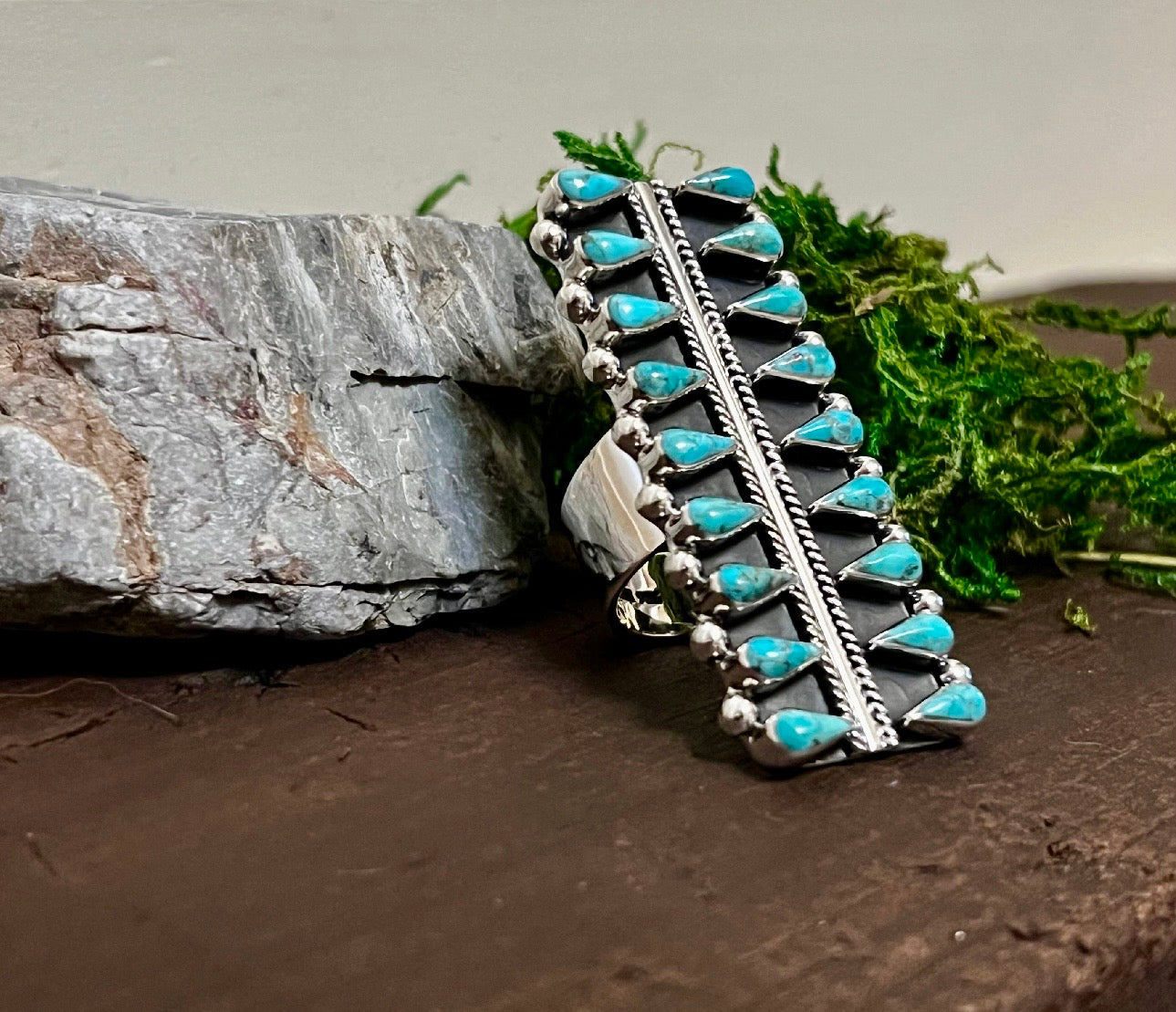 Handmade Sterling Silver & Turquoise Tear Drop Statement Ring