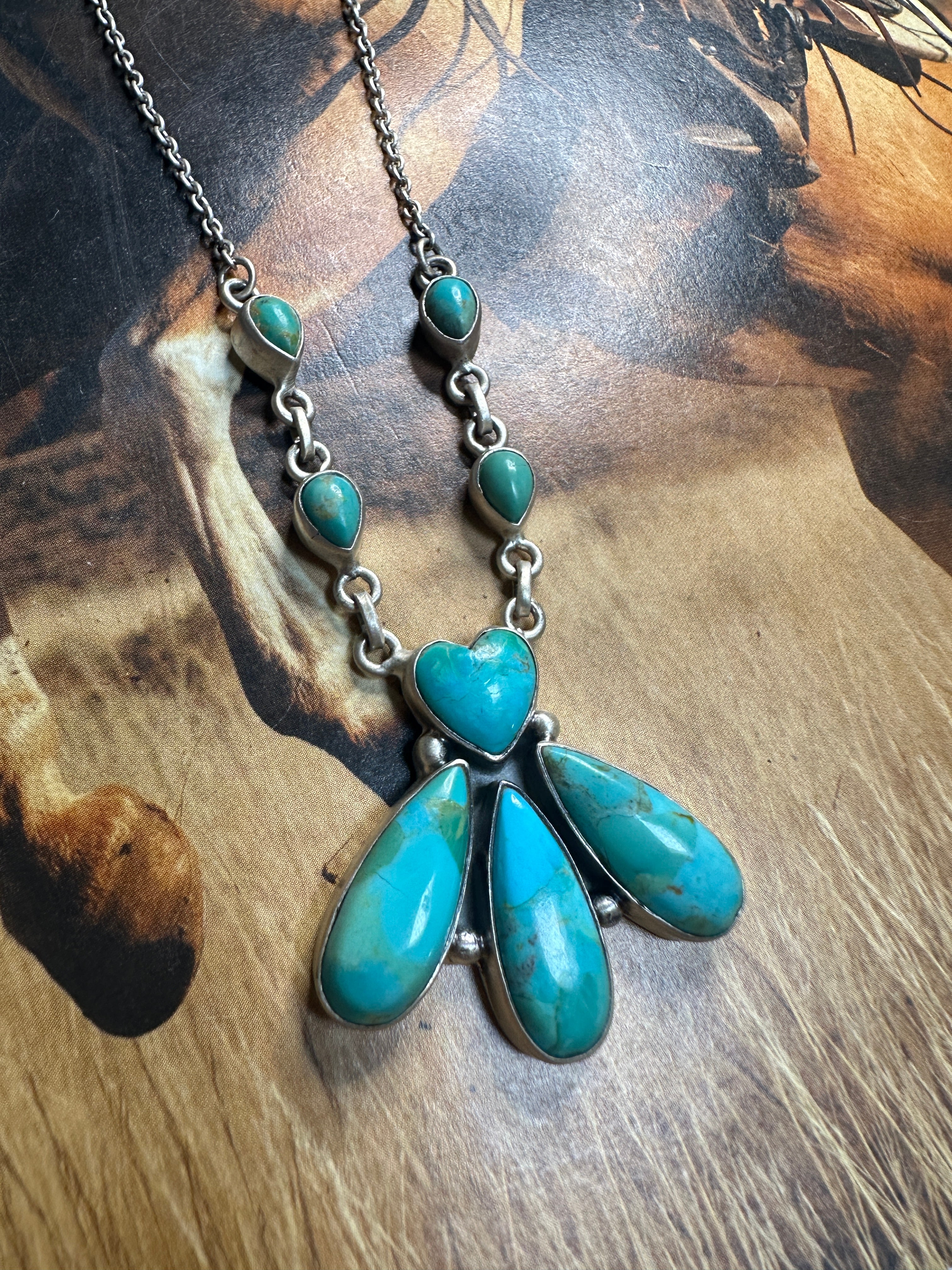 Handmade Sterling Silver & Turquoise Heart Necklace