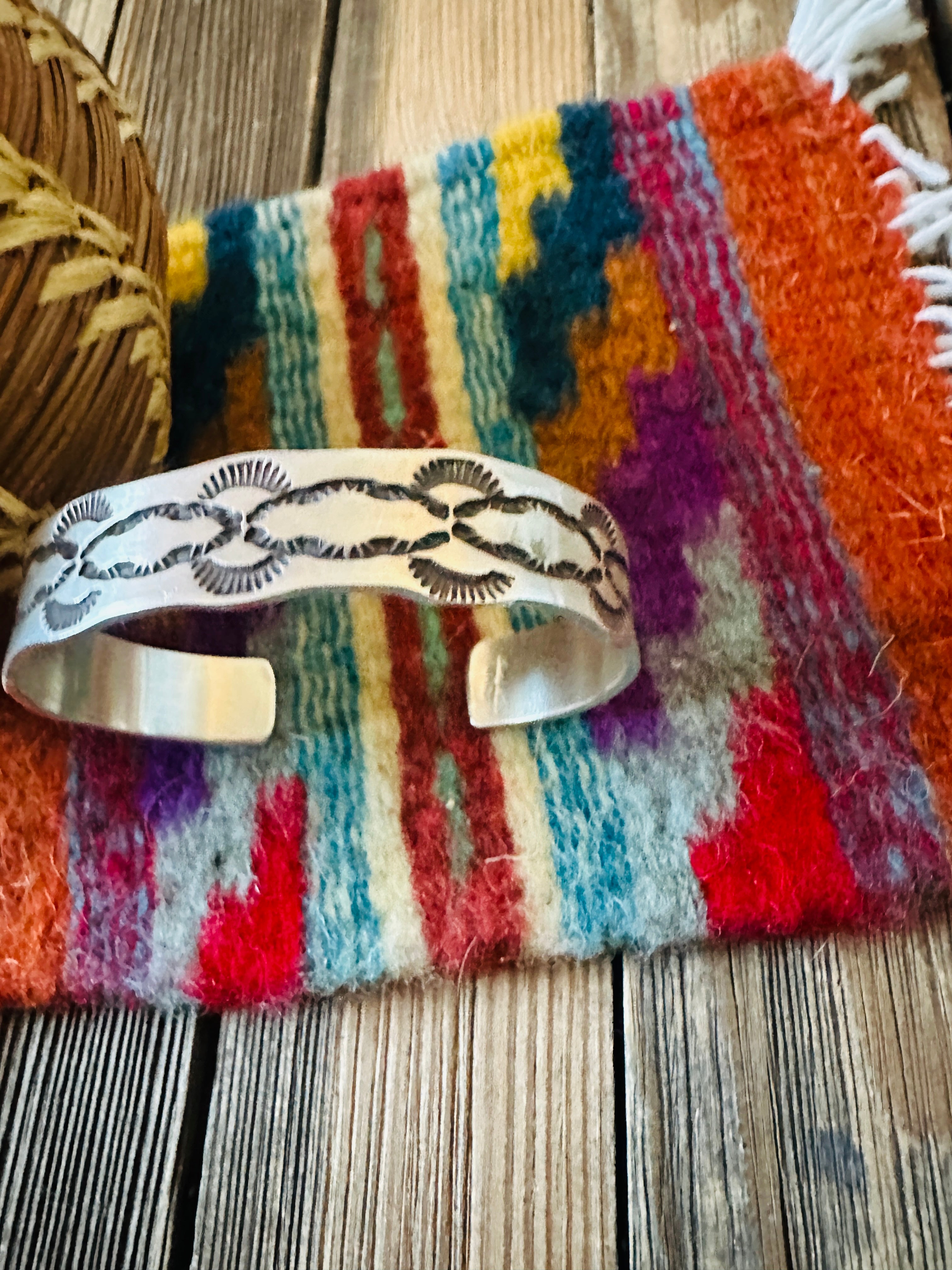 Handcrafted Old Pawn Sterling Silver Cuff Bracelet