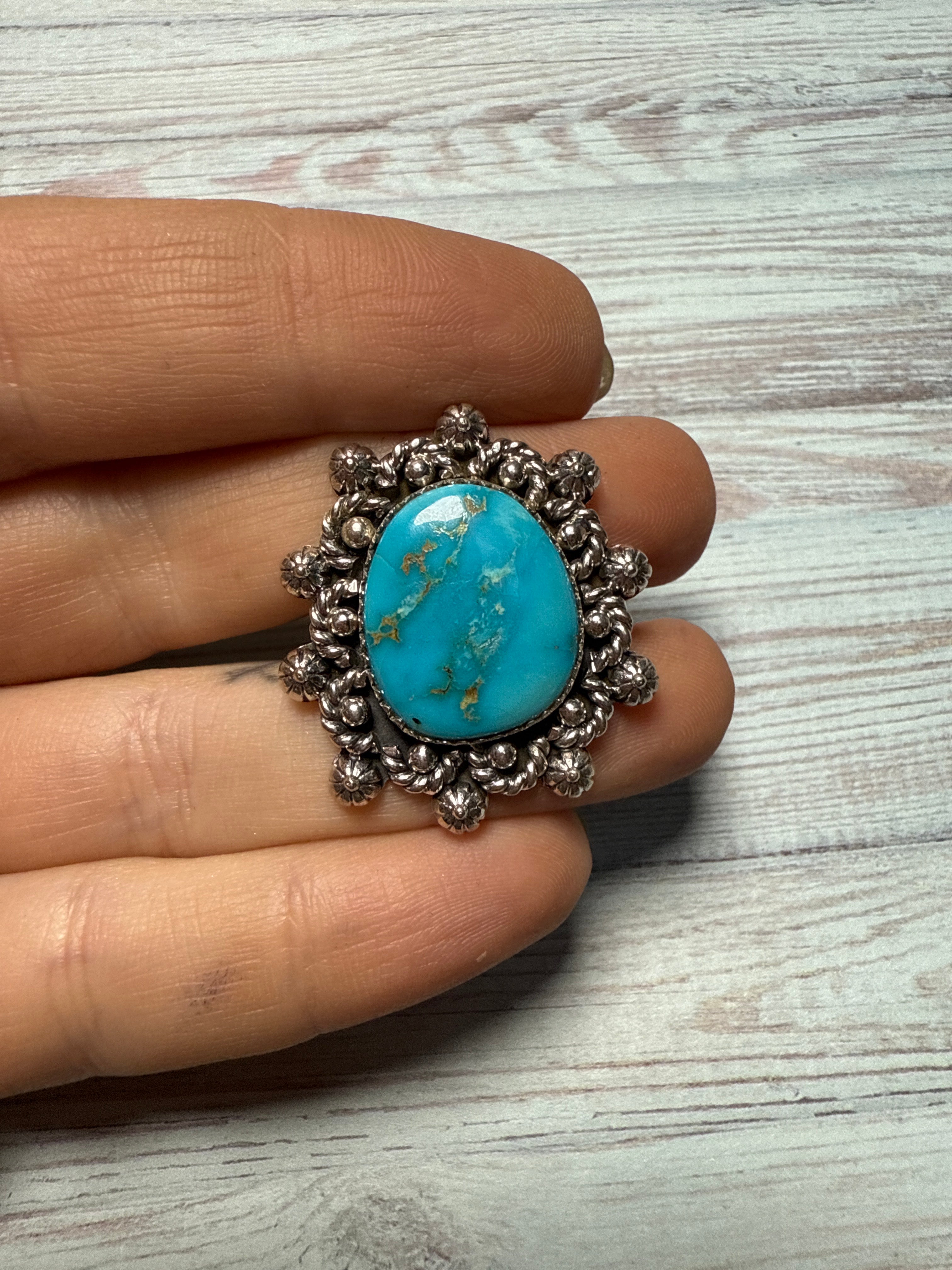 Handmade Turquoise Sterling Silver Adjustable Ring