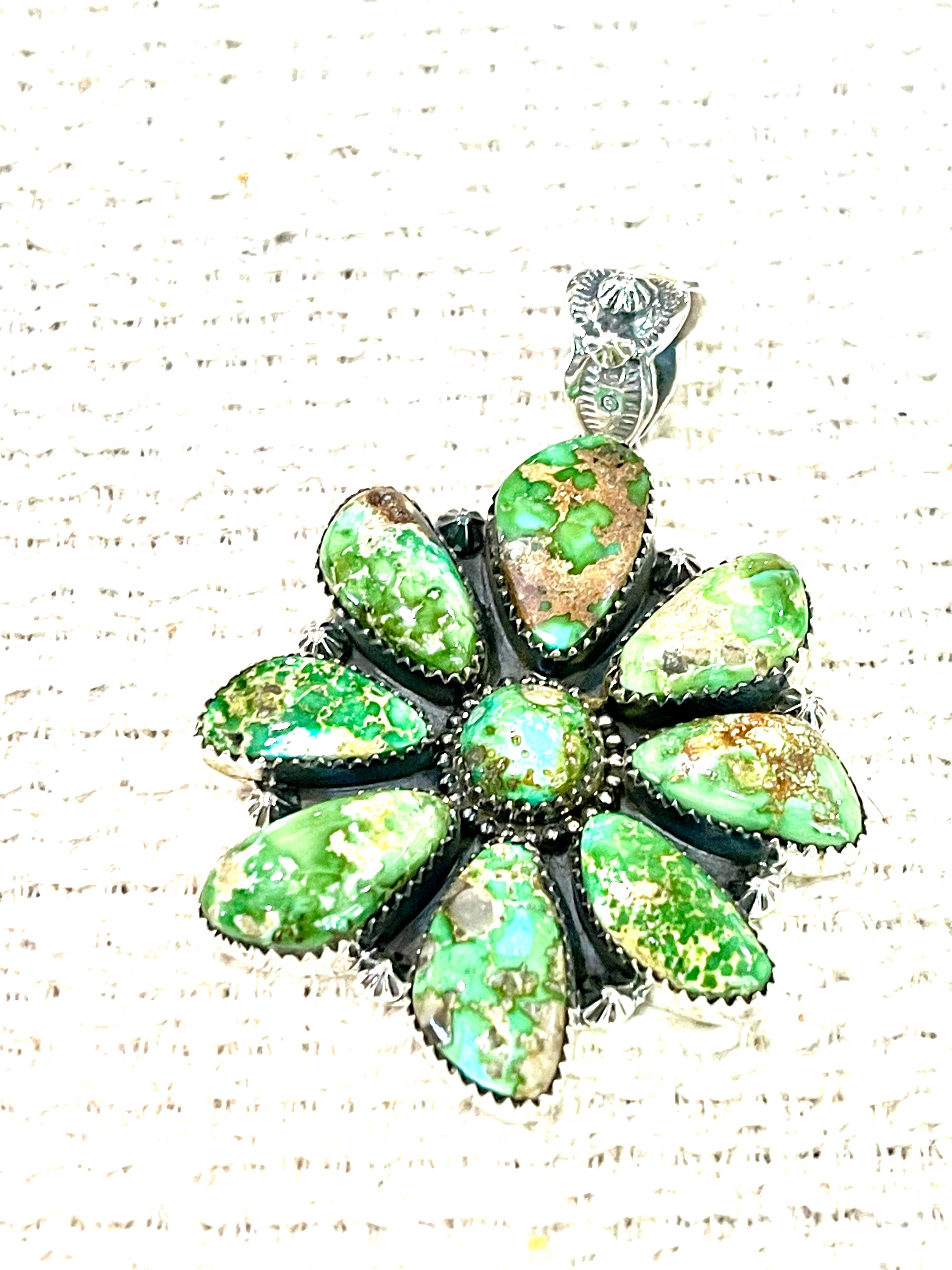 Gorgeous Handmade Sterling Silver & Sonoran Mountain Turquoise Cluster Pendant