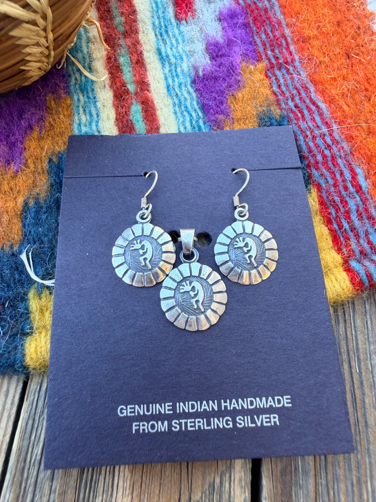 Handcrafted Sterling Silver Kokopelli Earring and Pendant Set