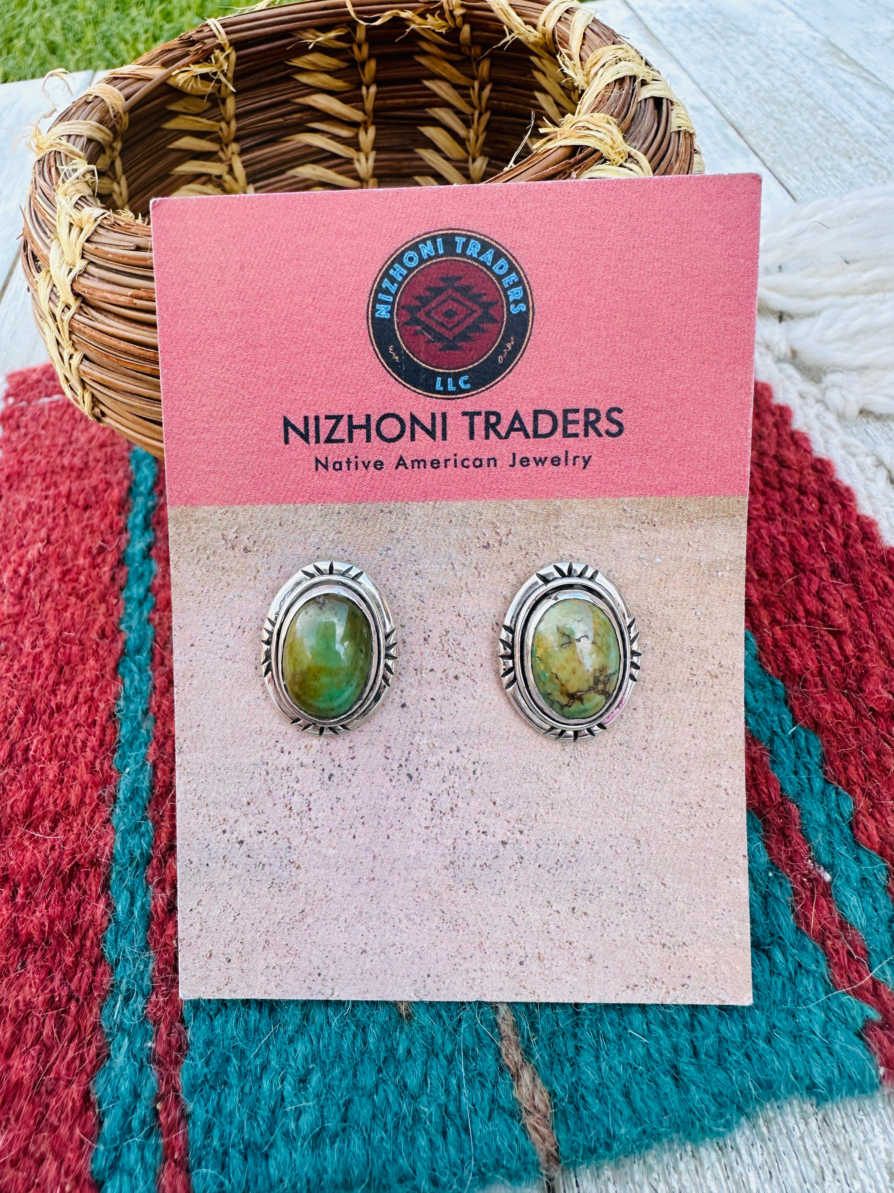 Handcrafted Sterling Silver & Turquoise Stud Earrings