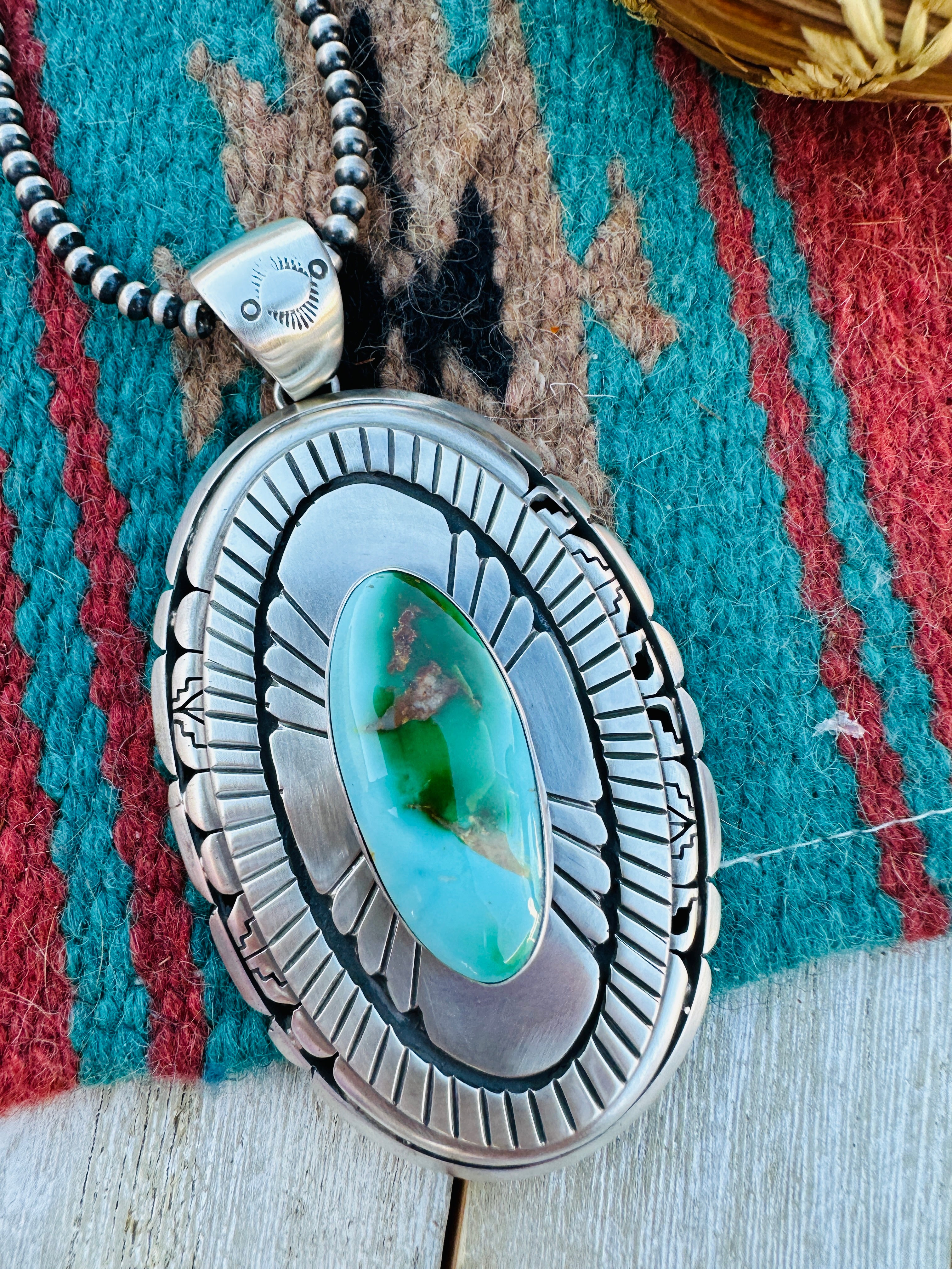 Handcrafted Sterling Silver and Sonoran Mountain Turquoise Pendant