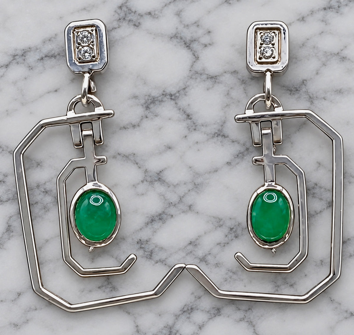Emerald Earrings in Sterling Silver Dangle 1ct set 3