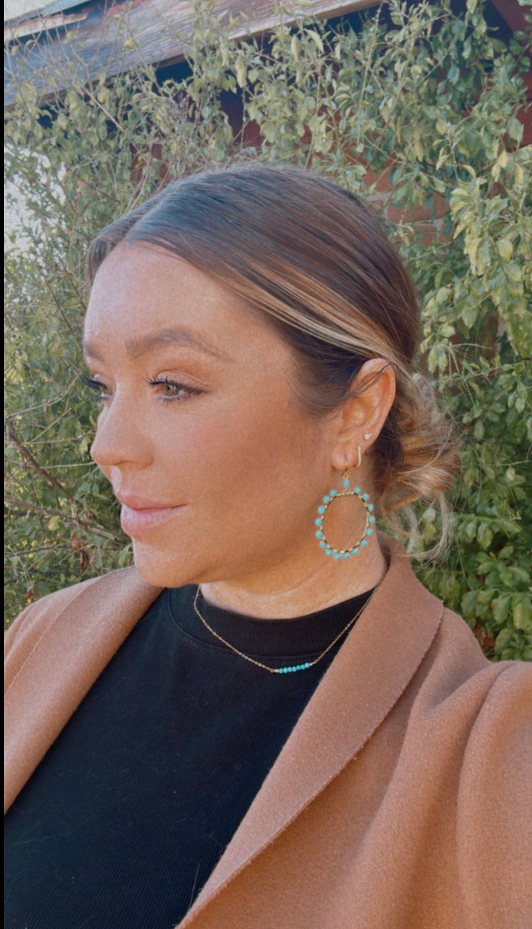 “The Golden Collection” Cool Summer Handmade Turquoise Beaded & 14k Gold Plated Earrings