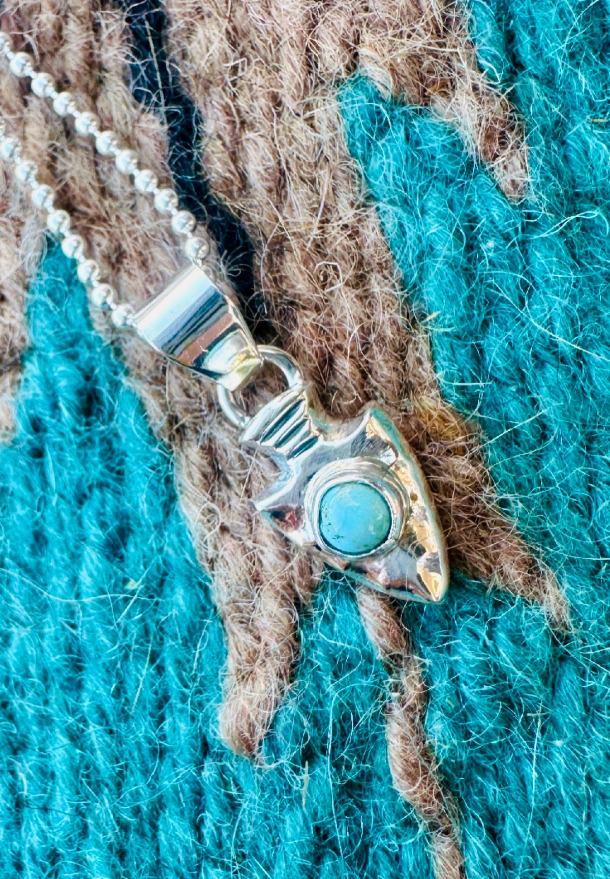 Handcrafted Sterling Silver and Turquoise Arrowhead Mini Pendant