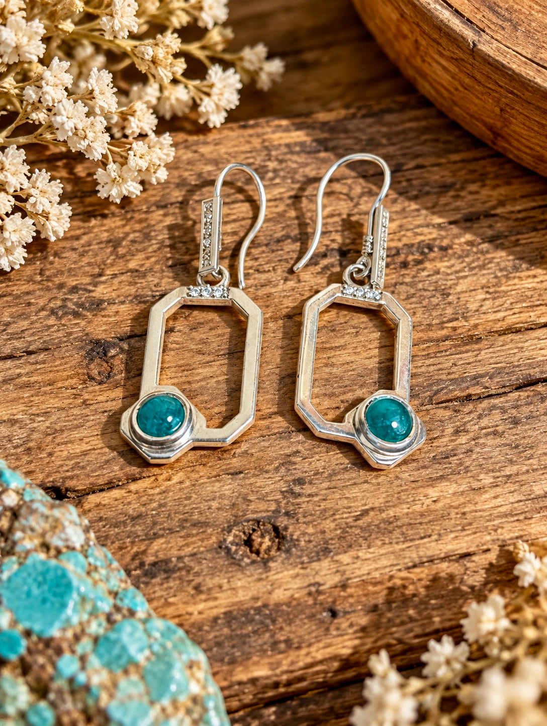 Emerald Earrings in Sterling Silver dangles 1ct set 4