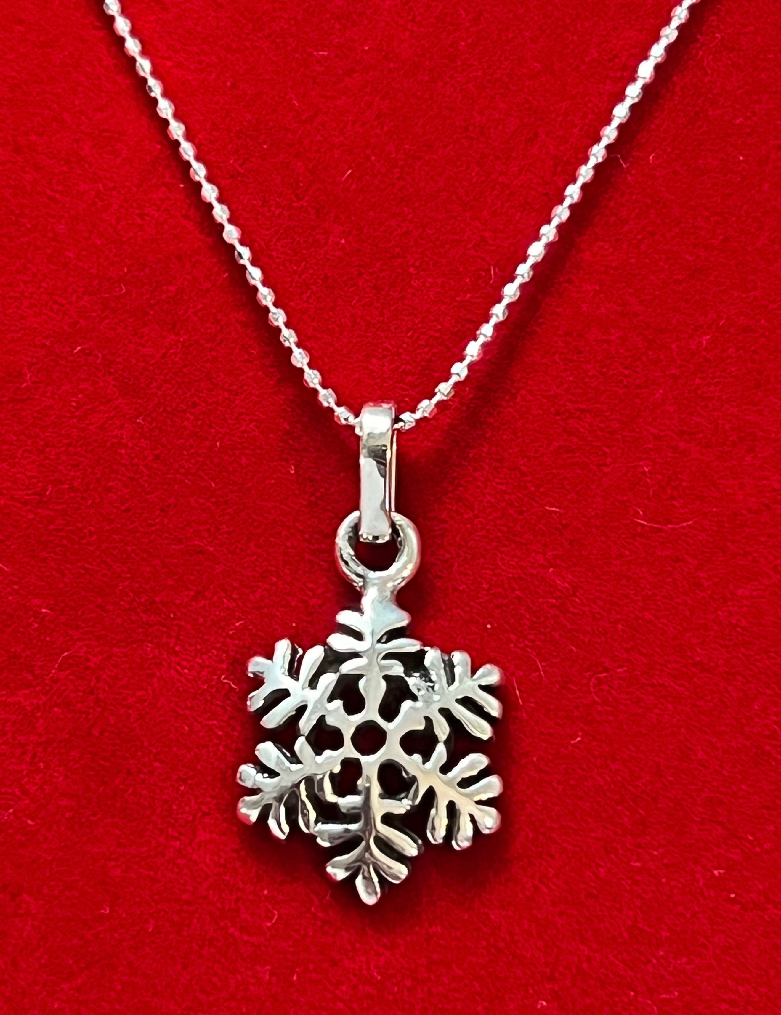 Medium Sterling Silver Snowflake Necklace