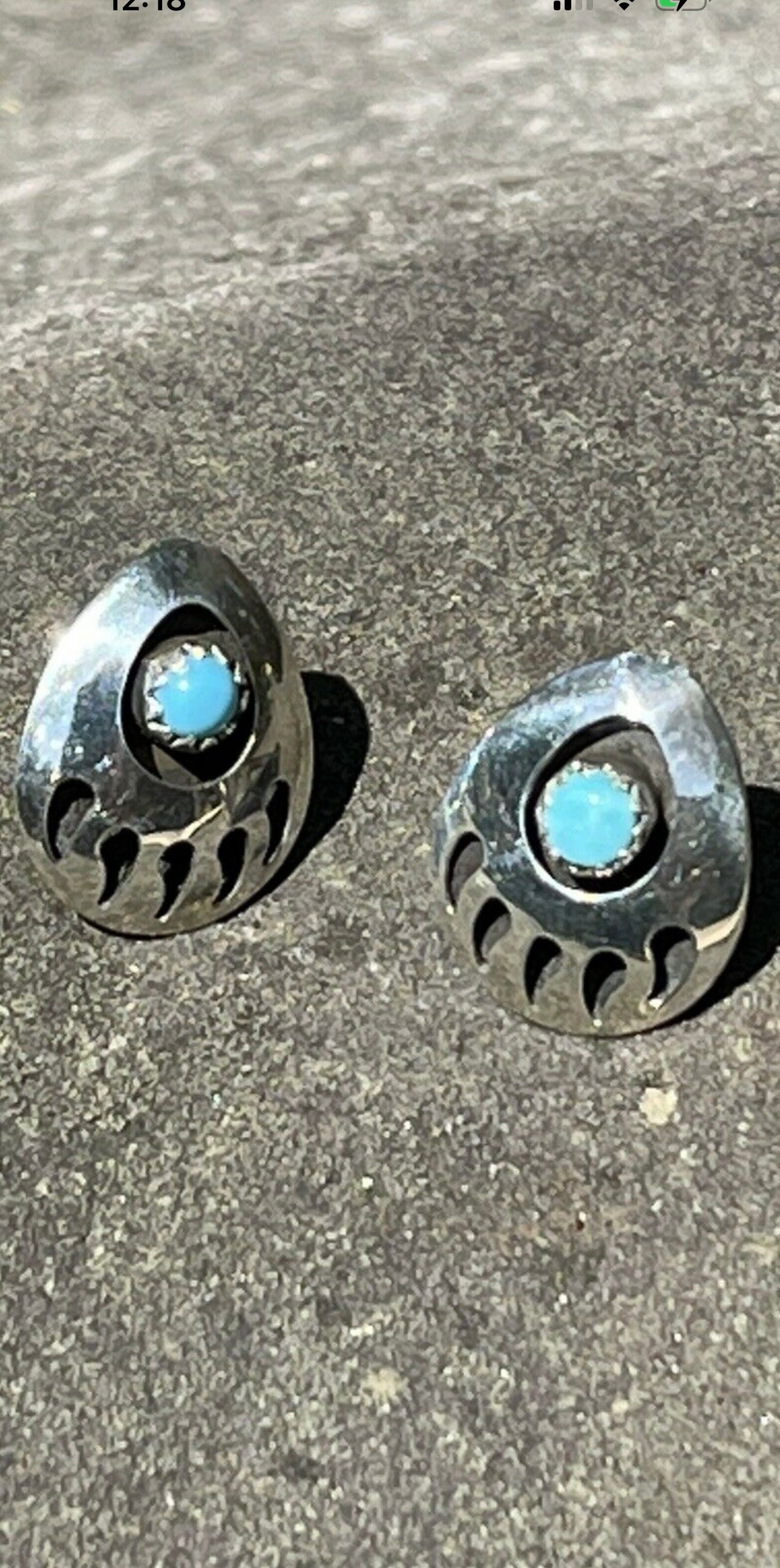Handcrafted Sterling Silver And Turquoise Bear Paw Post Earrings