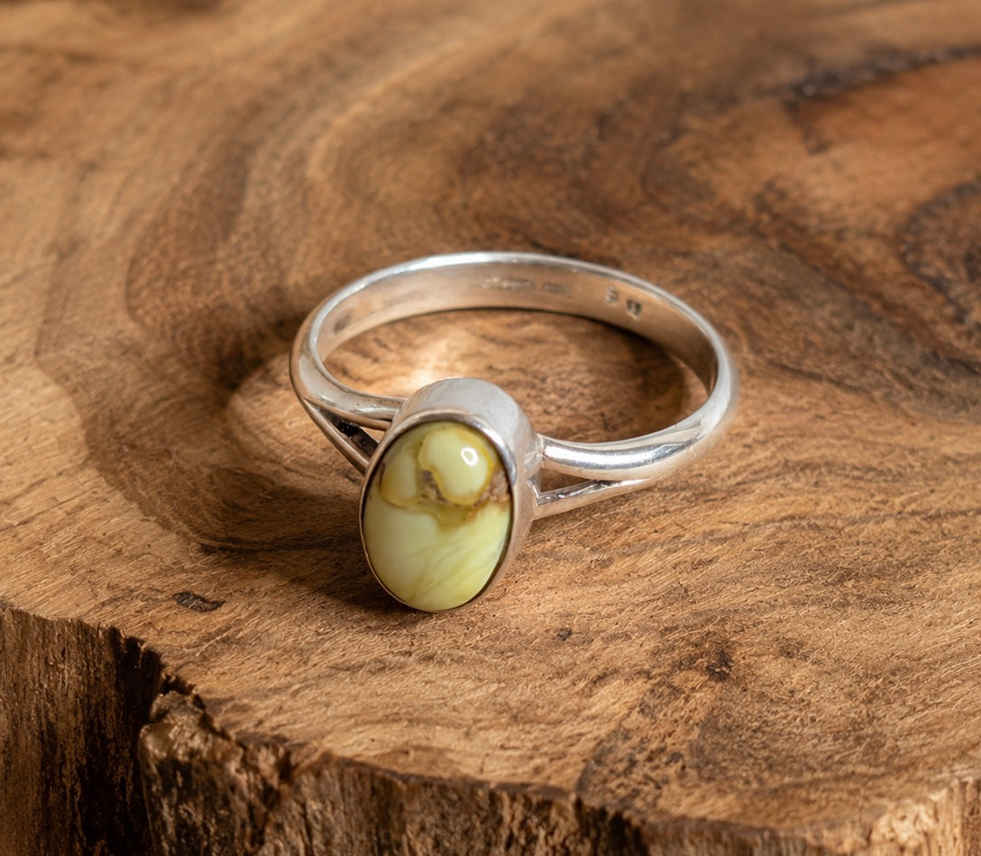Handcrafted Palomino Turquoise Oval Shaped Sterling Silver Ring Size 8