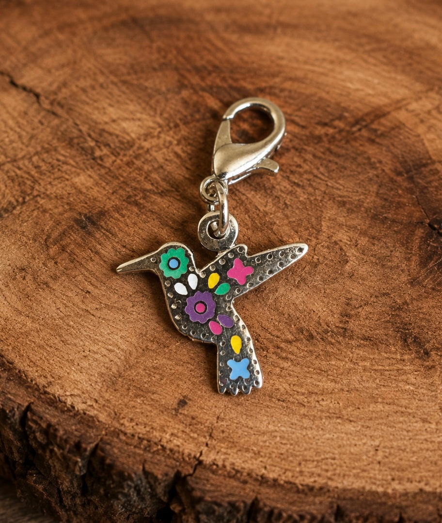 Multicolored Hummingbird Sterling Silver Charm
