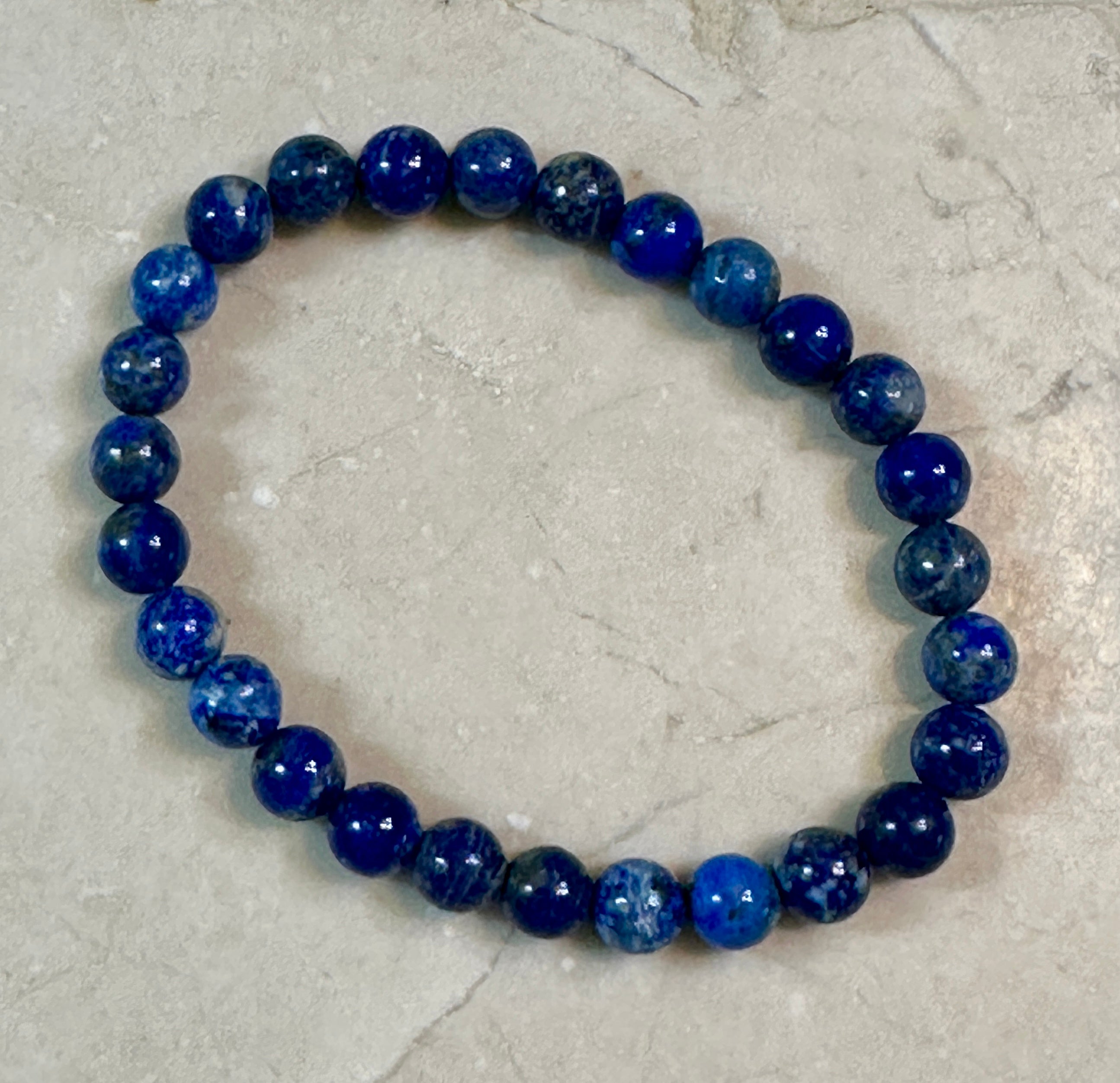 Lapis Beaded Stretch Bracelet 7mm