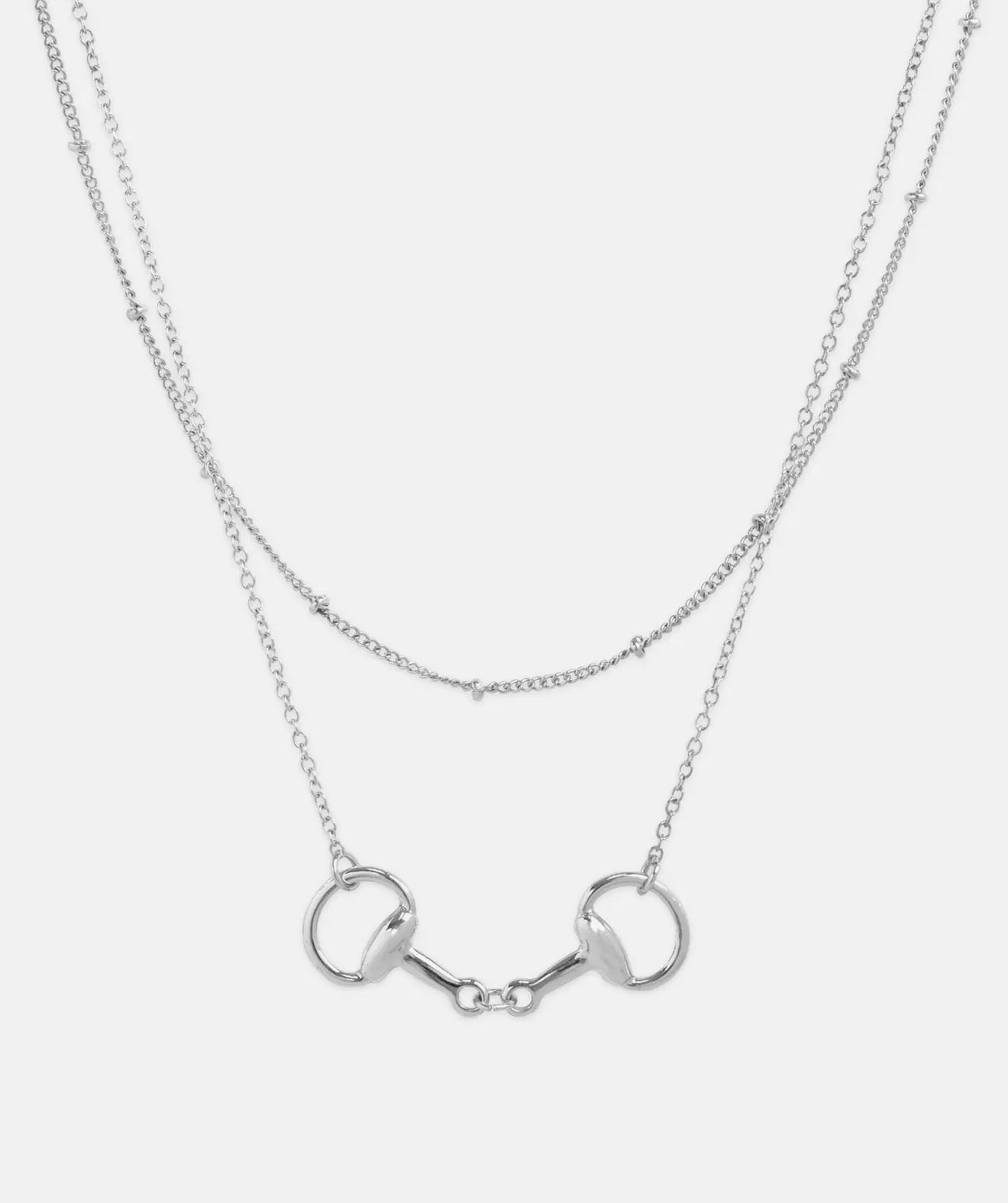 “The Golden Collection” Handmade Silver Plated Chain Layered HORSE BIT Necklace