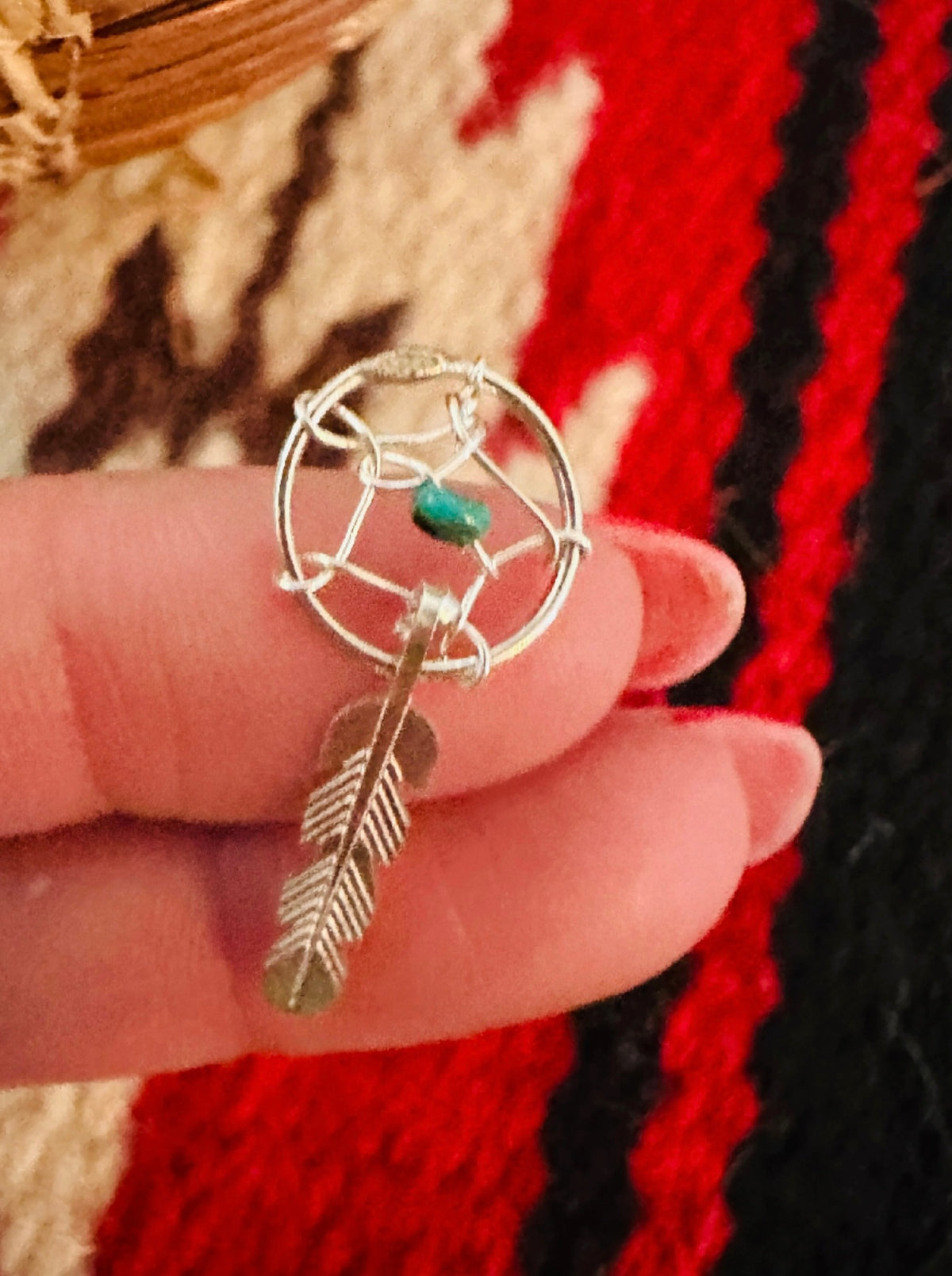 Handcrafted Turquoise & Sterling Silver Dreamcatcher Charm
